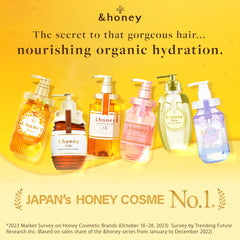 &honey Deep Moist Hair Oil ingredients close-up highlight honey, argan oil and hyaluronic acid.
