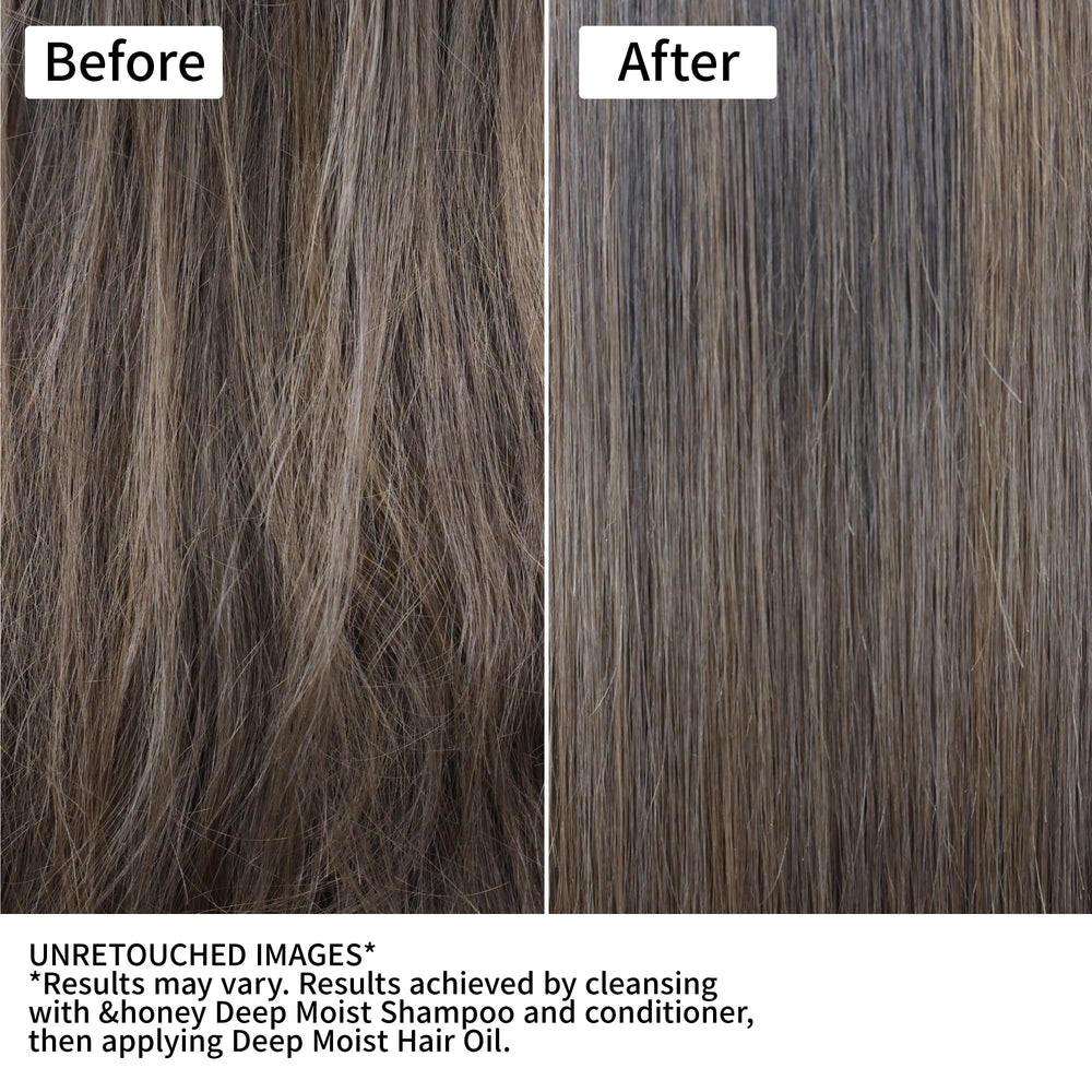&honey Deep Moist Hair Oil pump bottle designed for easy, mess-free application.
