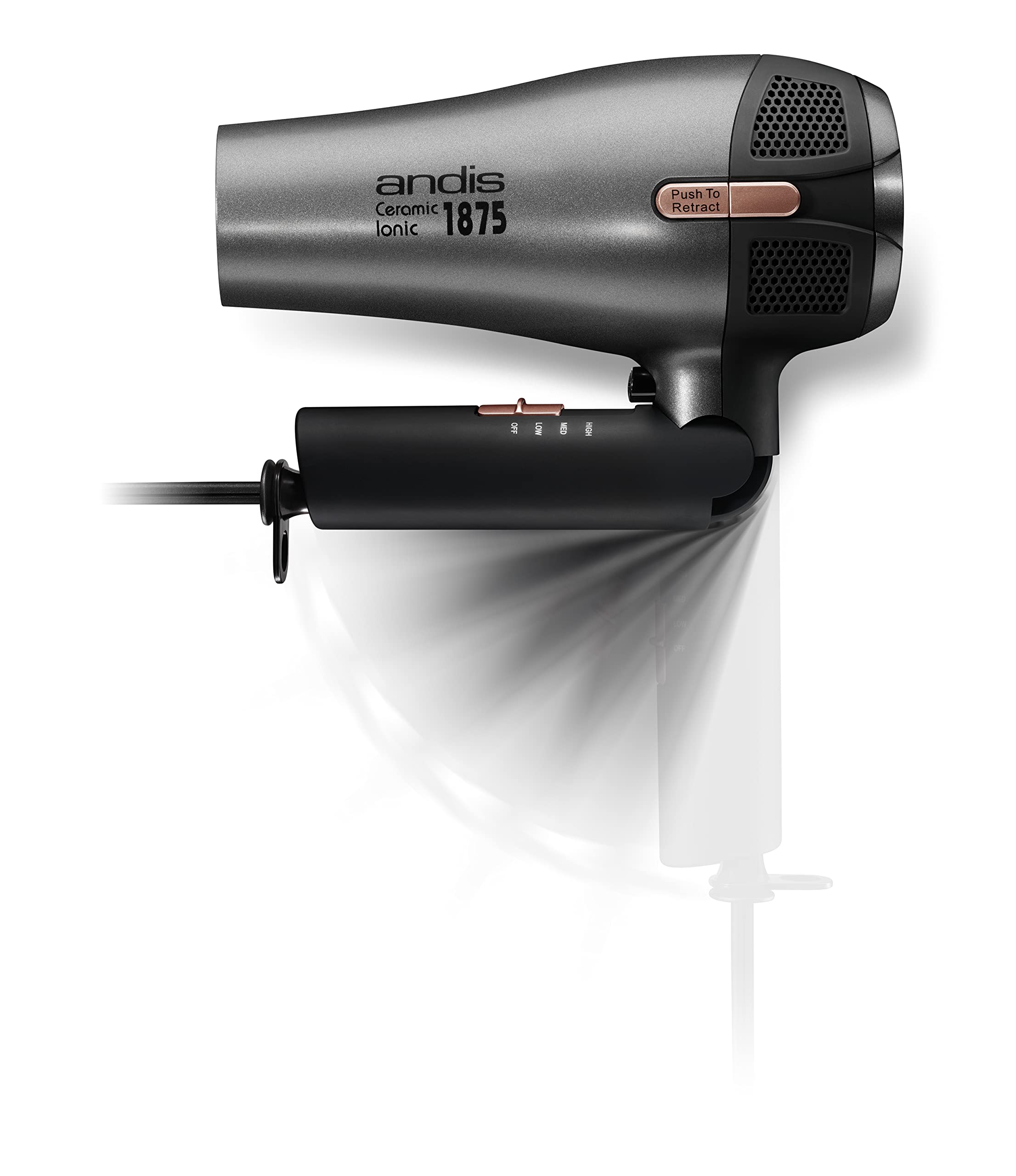 Andis 80280 three heat settings enable versatile styling across hair types.