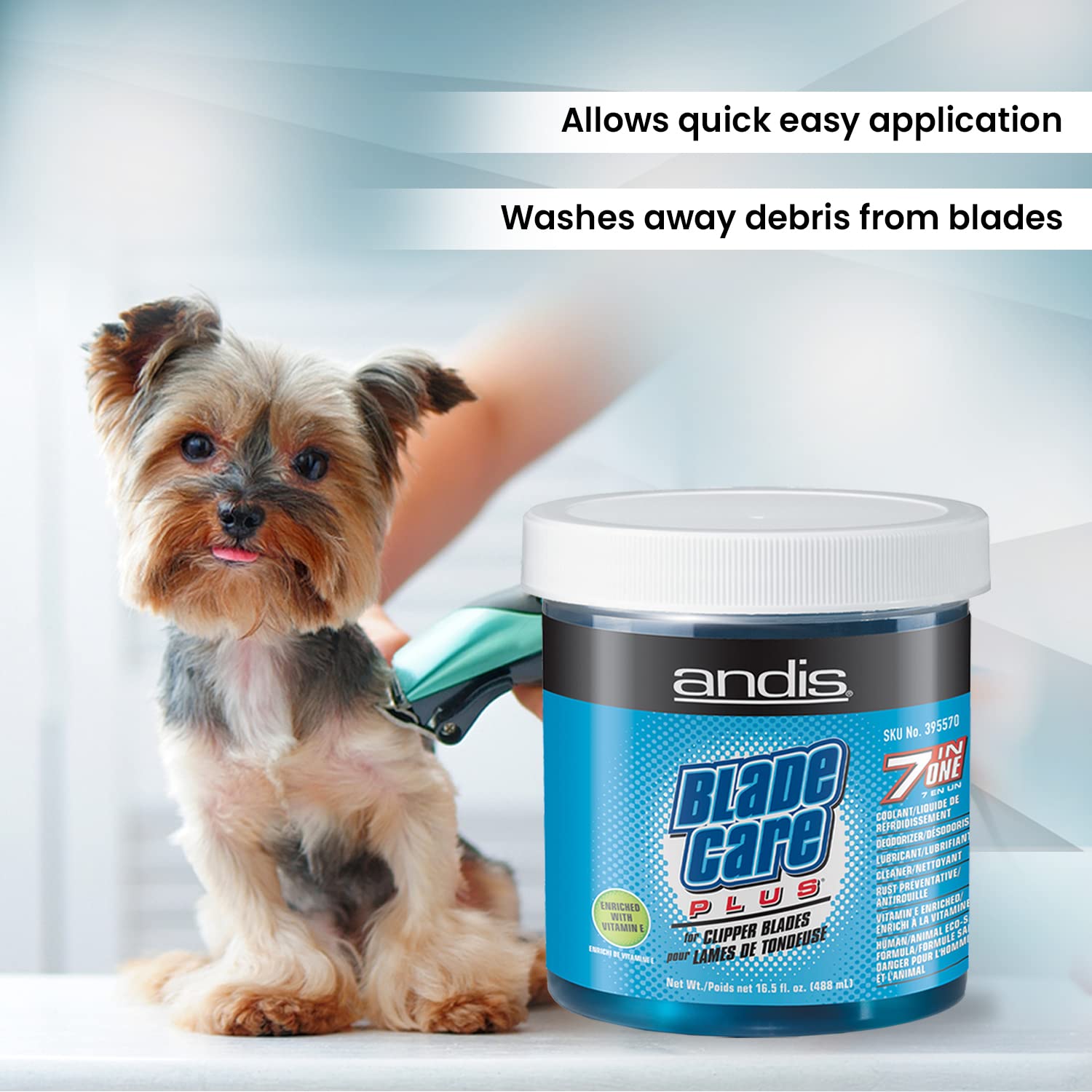 Andis Blade Care Plus jar during drying blades after treatment