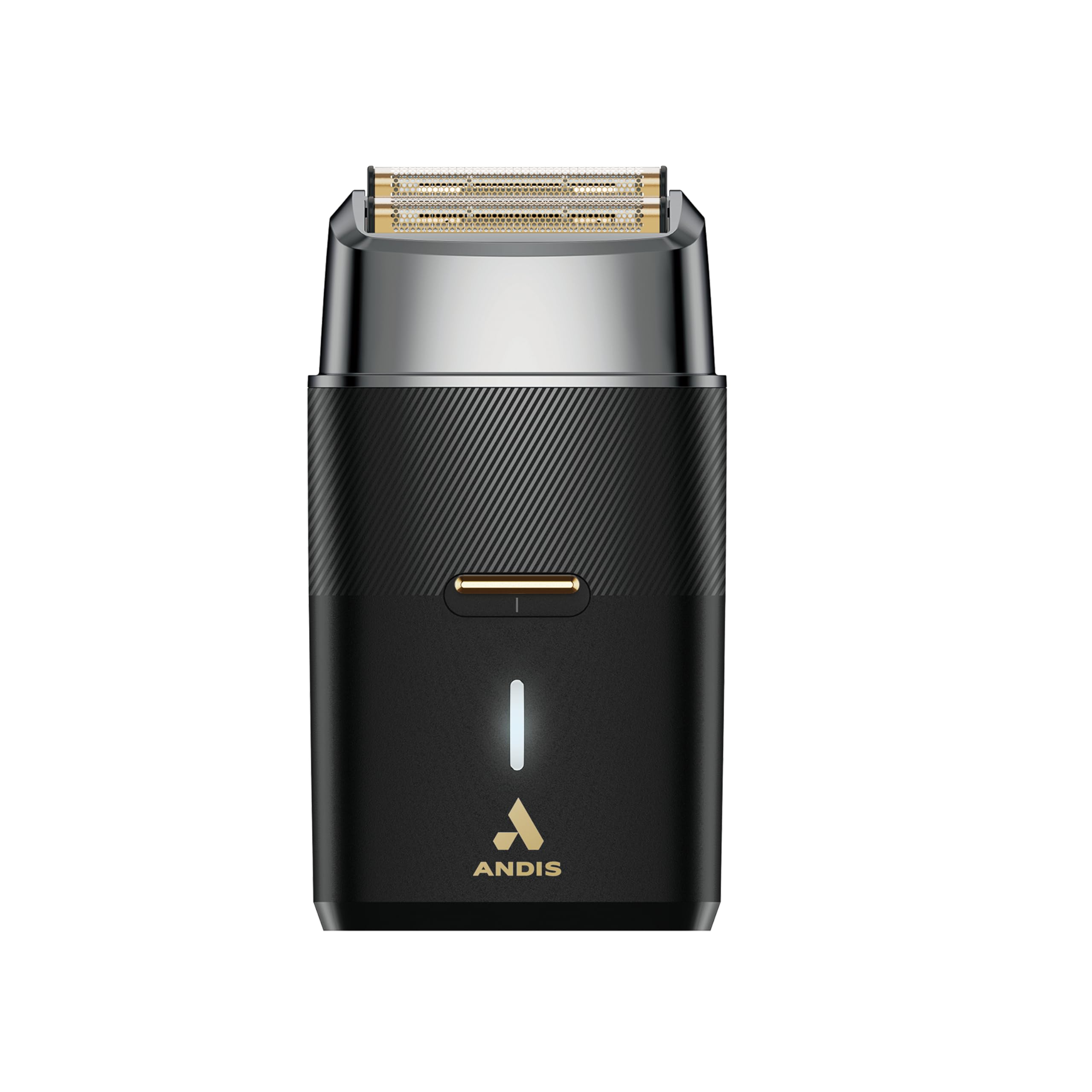 Andis Pro Foil Plus II with gold titanium foils for irritation-free shaving on sensitive skin.