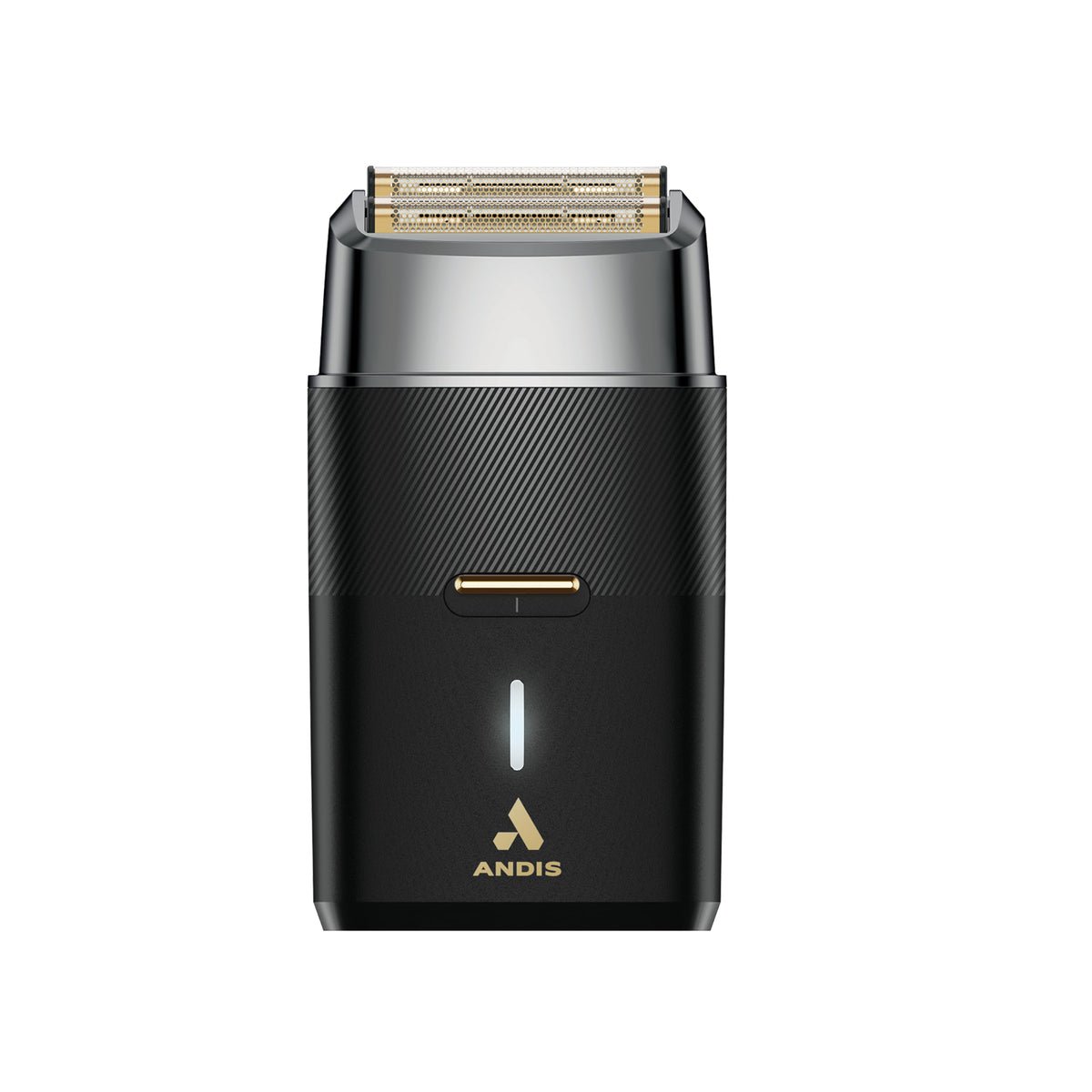 Andis Pro Foil Plus II with gold titanium foils for irritation-free shaving on sensitive skin.