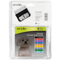 Andis spring clip attachment secures blades quickly during grooming.