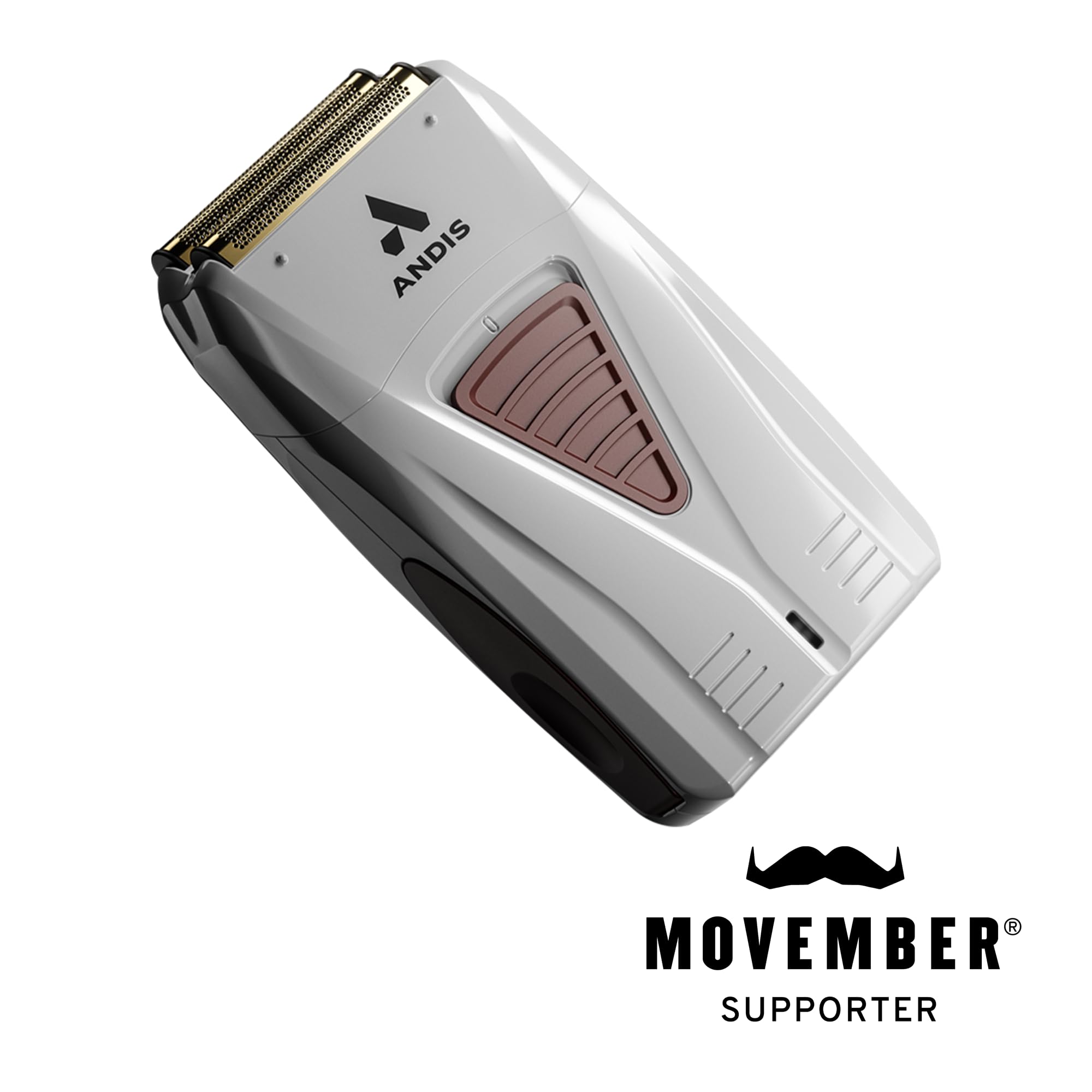 Andis TS-1 Pro Foil shaver gray body emphasizes premium, compact design.
