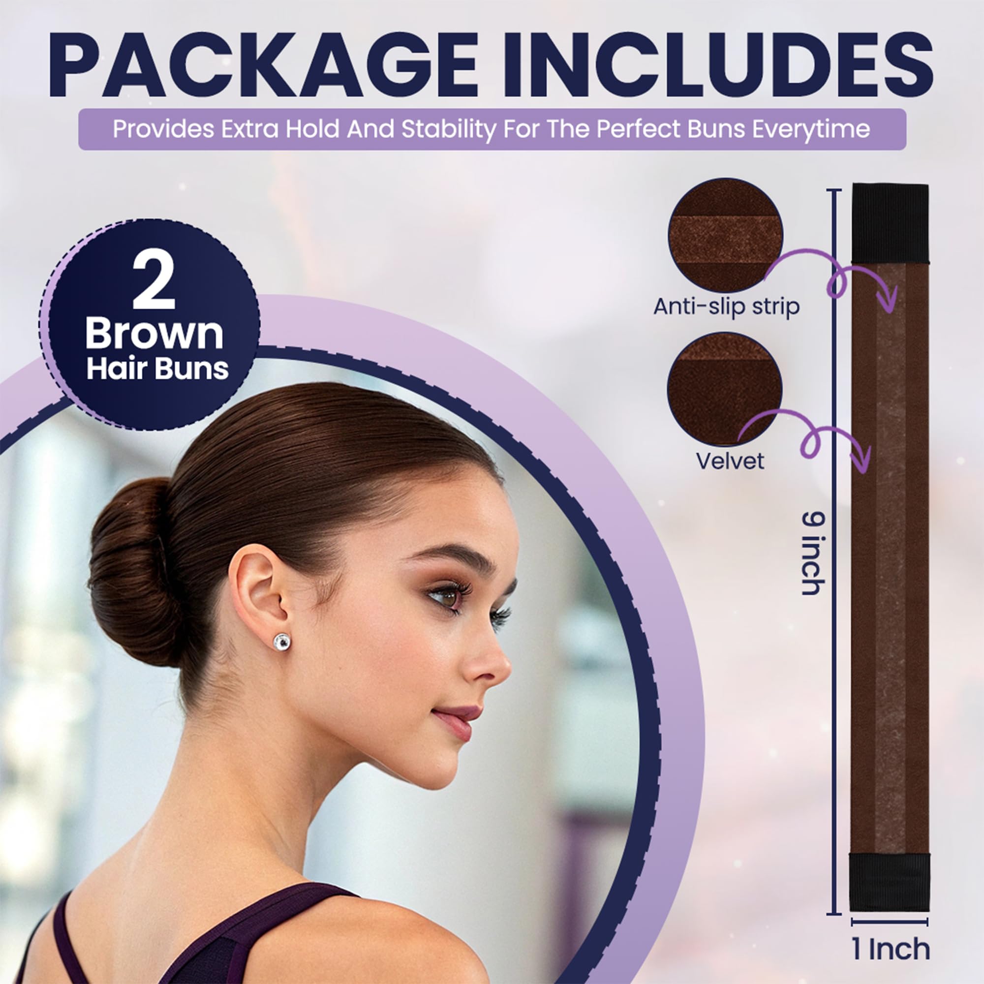 Andlane bun maker anti-slip strip brown keeps hair secure all day.