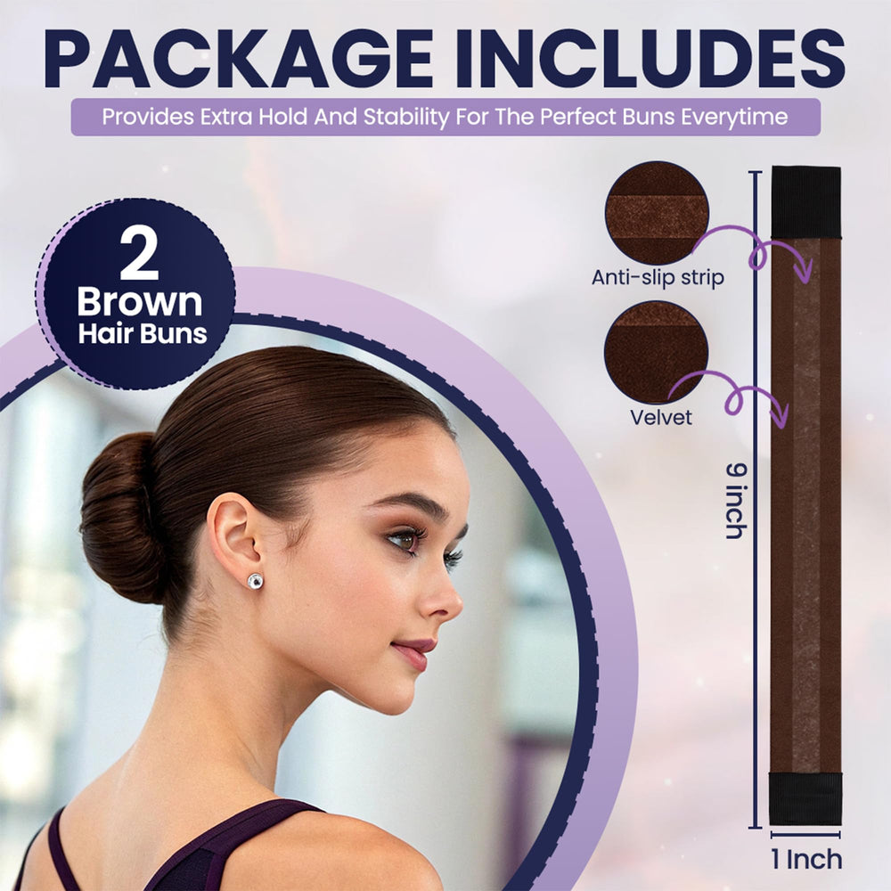 Andlane bun maker anti-slip strip brown keeps hair secure all day.