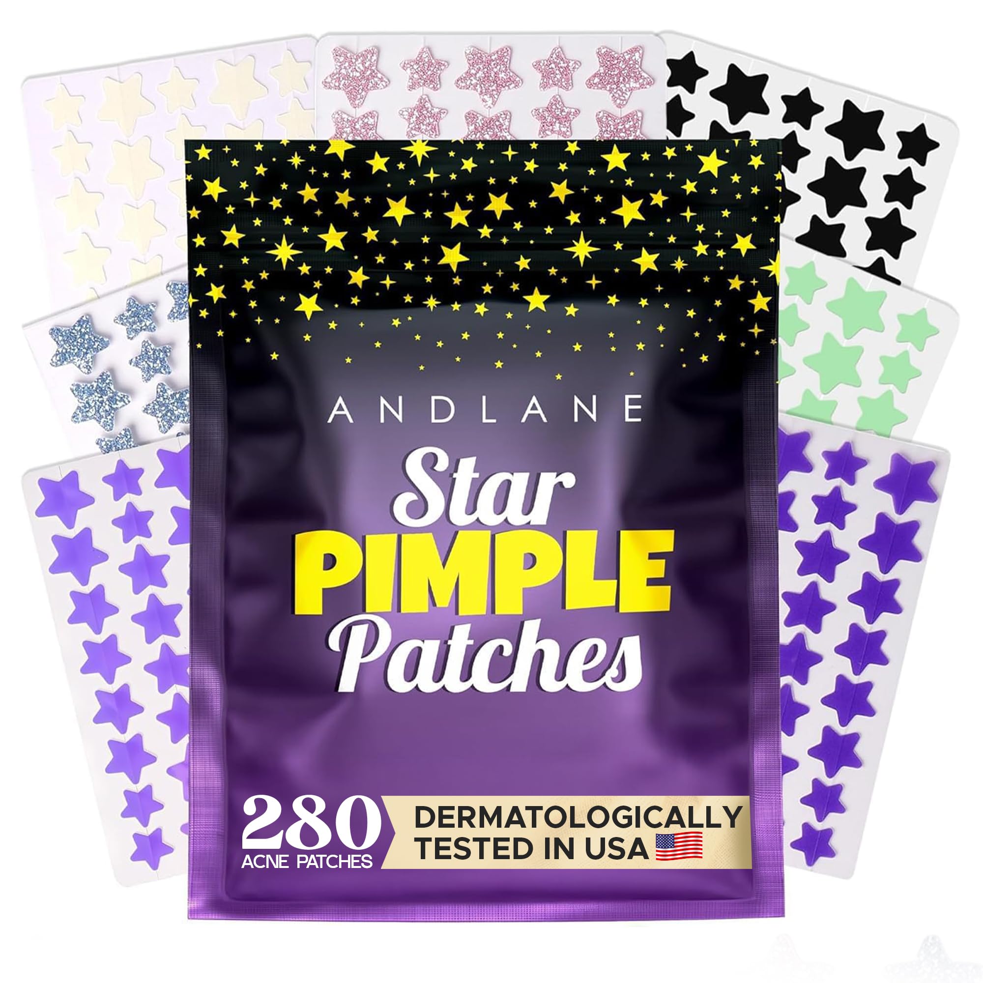 Andlane parches estrella color negro: cobertura discreta para imperfecciones y control de grasa.