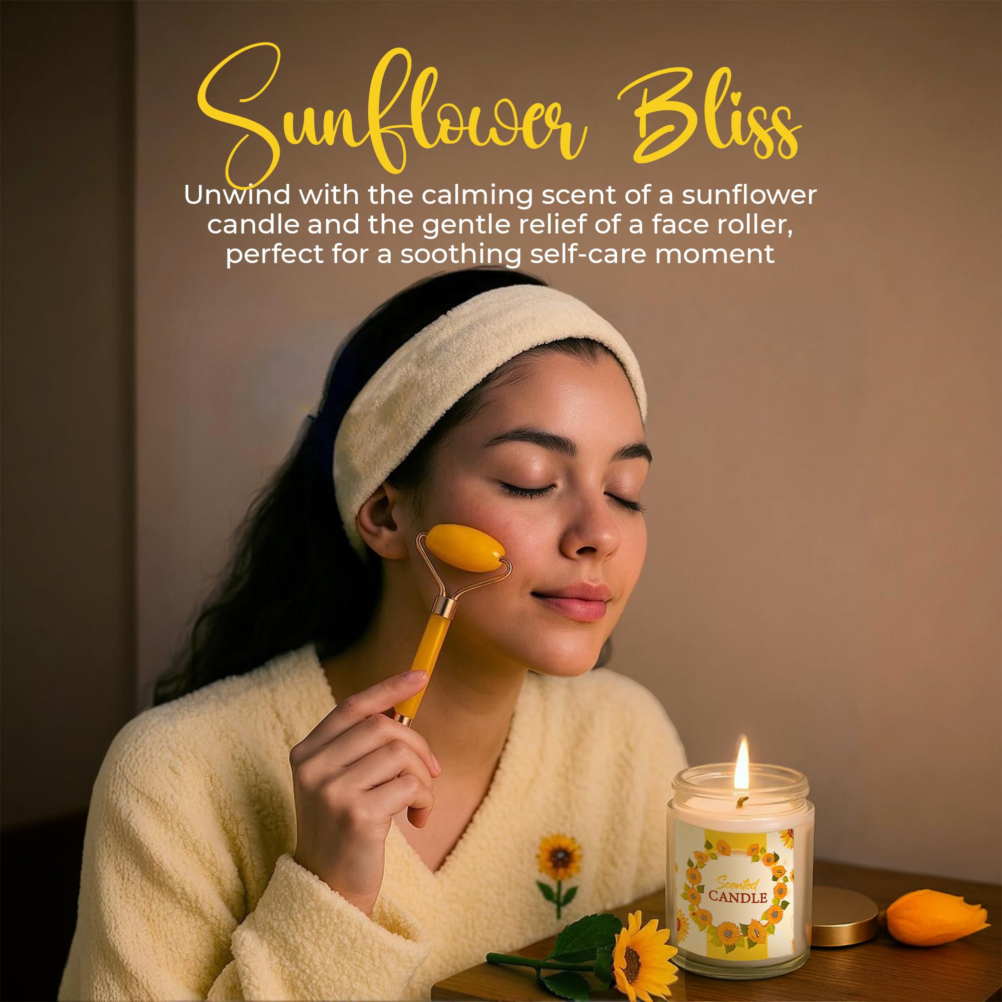 Andlane sunflower gift box cozy set features soft blanket and socks for instant relaxation.