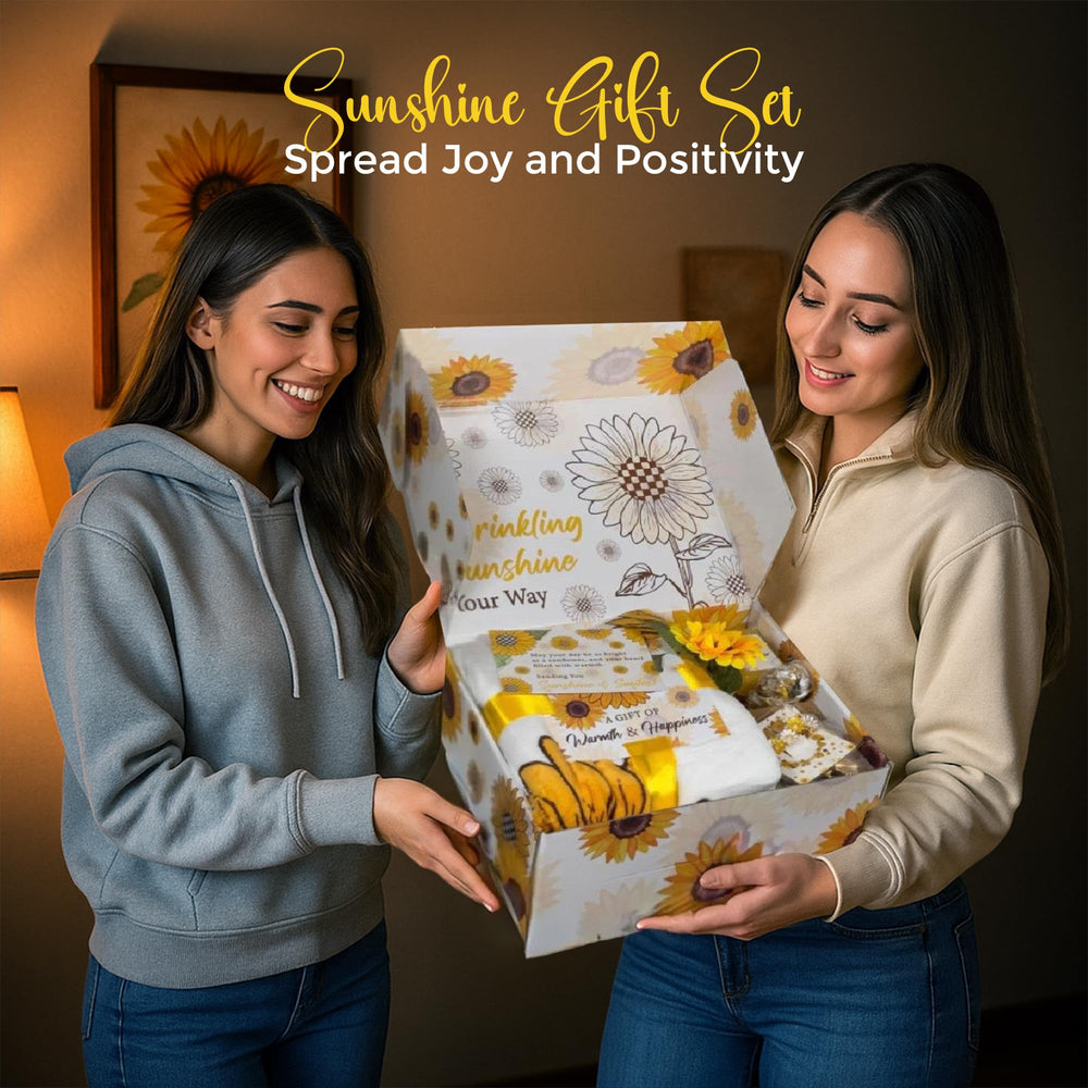 Andlane sunflower gift box spa items encourage pampering at home for self-care moments.