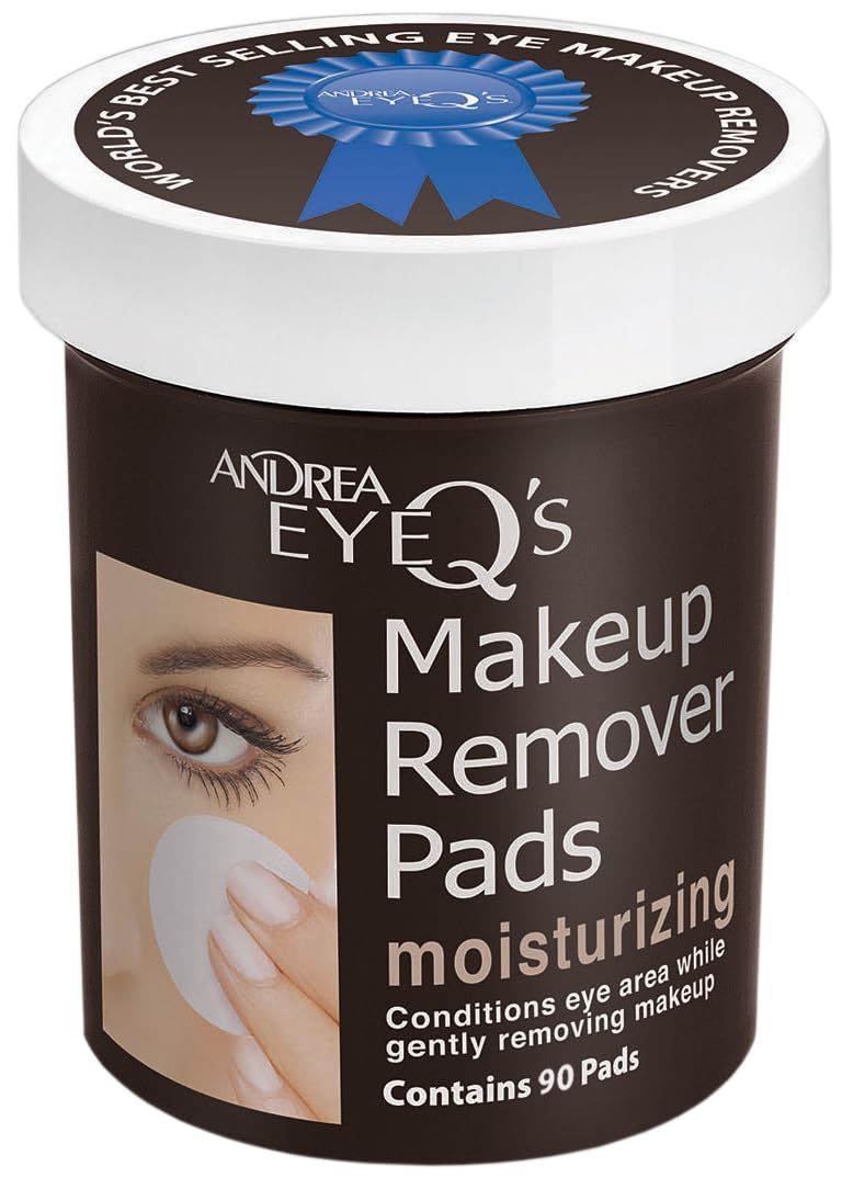 Andrea Eye Q's moisturizing makeup remover pads with soft cotton rounds for gentle makeup removal
