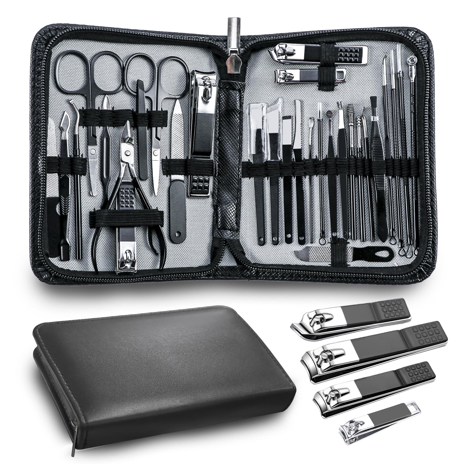 Andrea manicure kit 30-in-1 with travel case for on-the-go grooming
