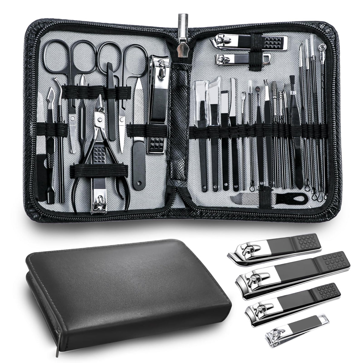 Andrea manicure kit 30-in-1 with travel case for on-the-go grooming