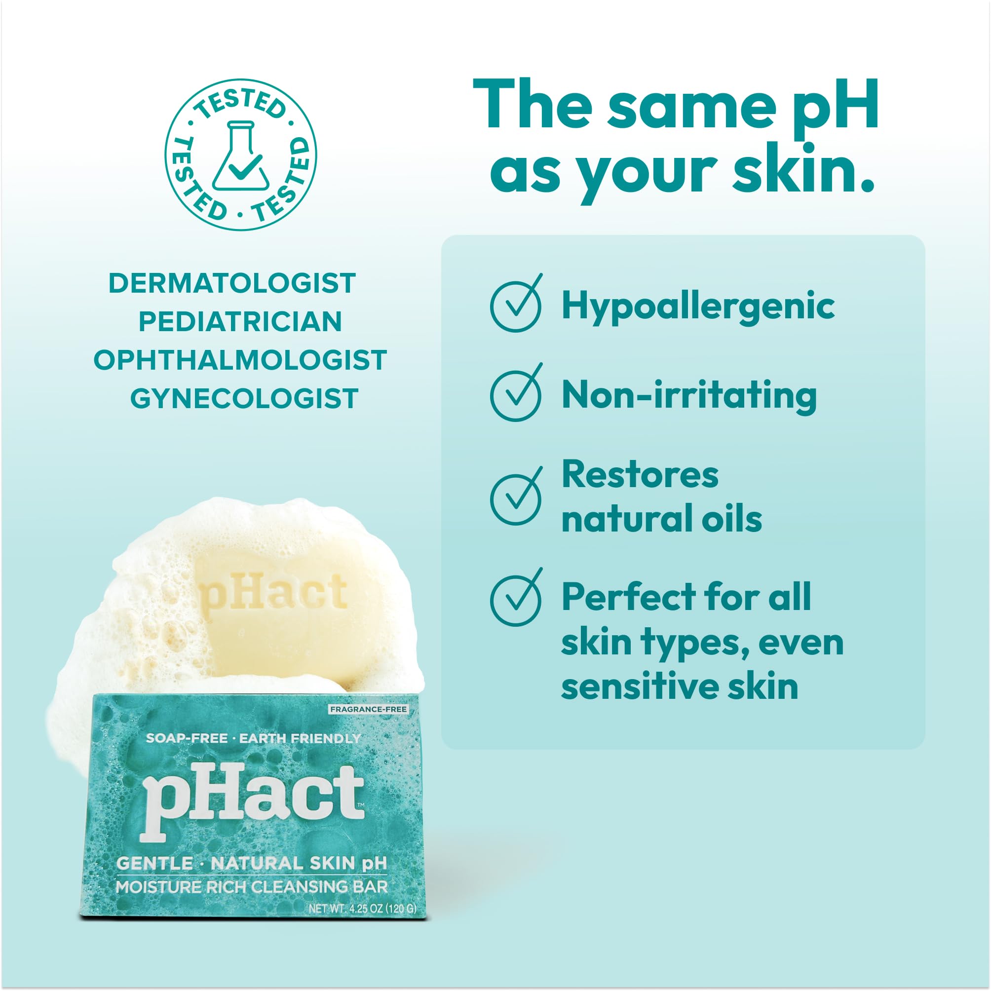 ANDREW LESSMAN pHact bar provides moisture during cleansing