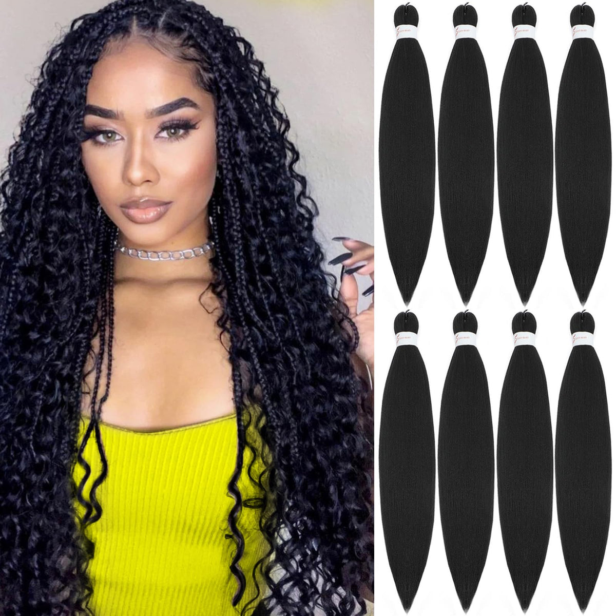 Anemoi braiding hair pre-stretched 26inch outer packaging showing 8-pack set for easy styling