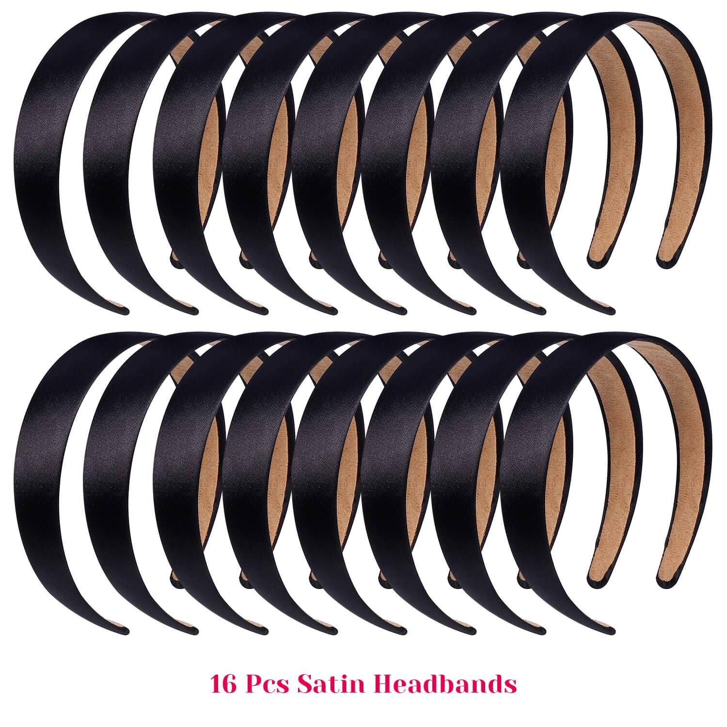Anezus anti-slip headband in black satin keeps hair in place during all-day activities.