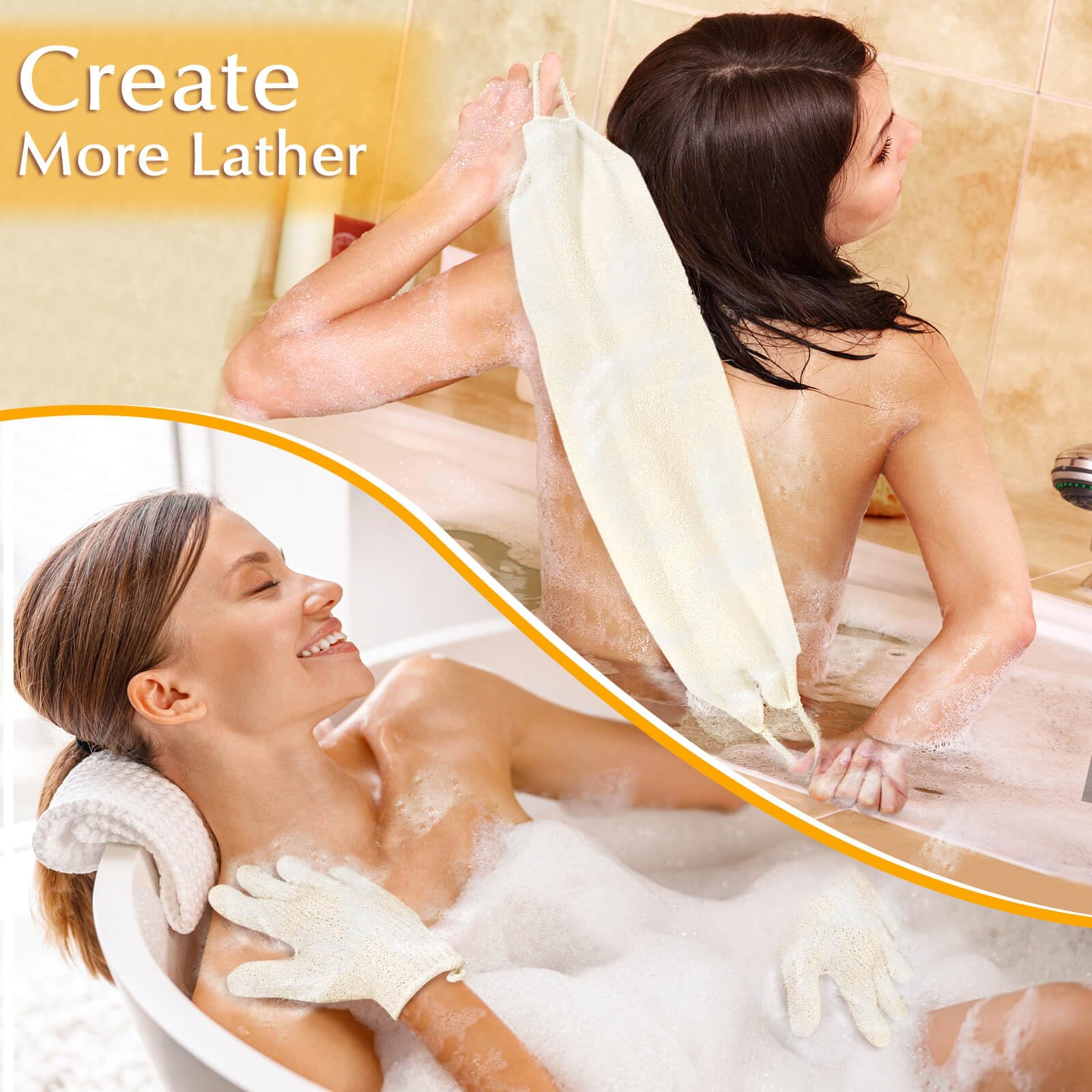 Conjunto exfoliante Anezus para espalda y guantes beige