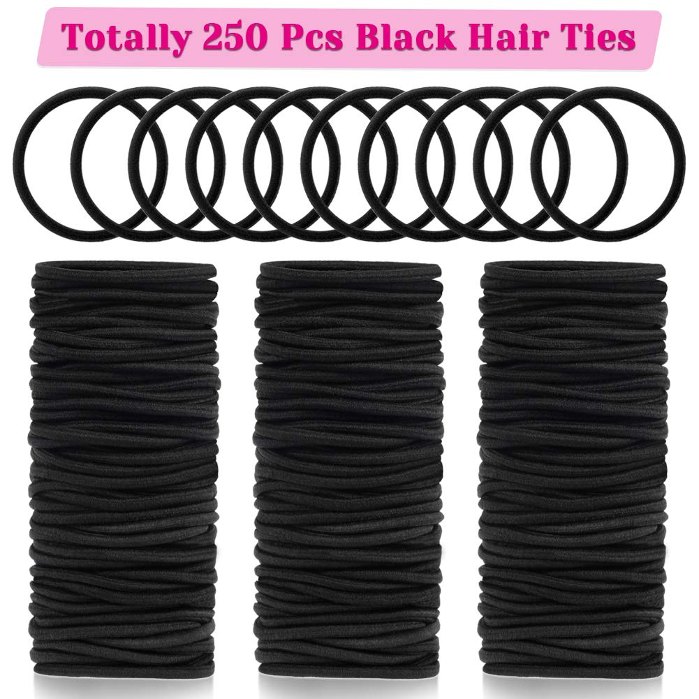 Elásticos negros Anezus 3 mm, aptos para cabellos finos y gruesos, sujeción segura.