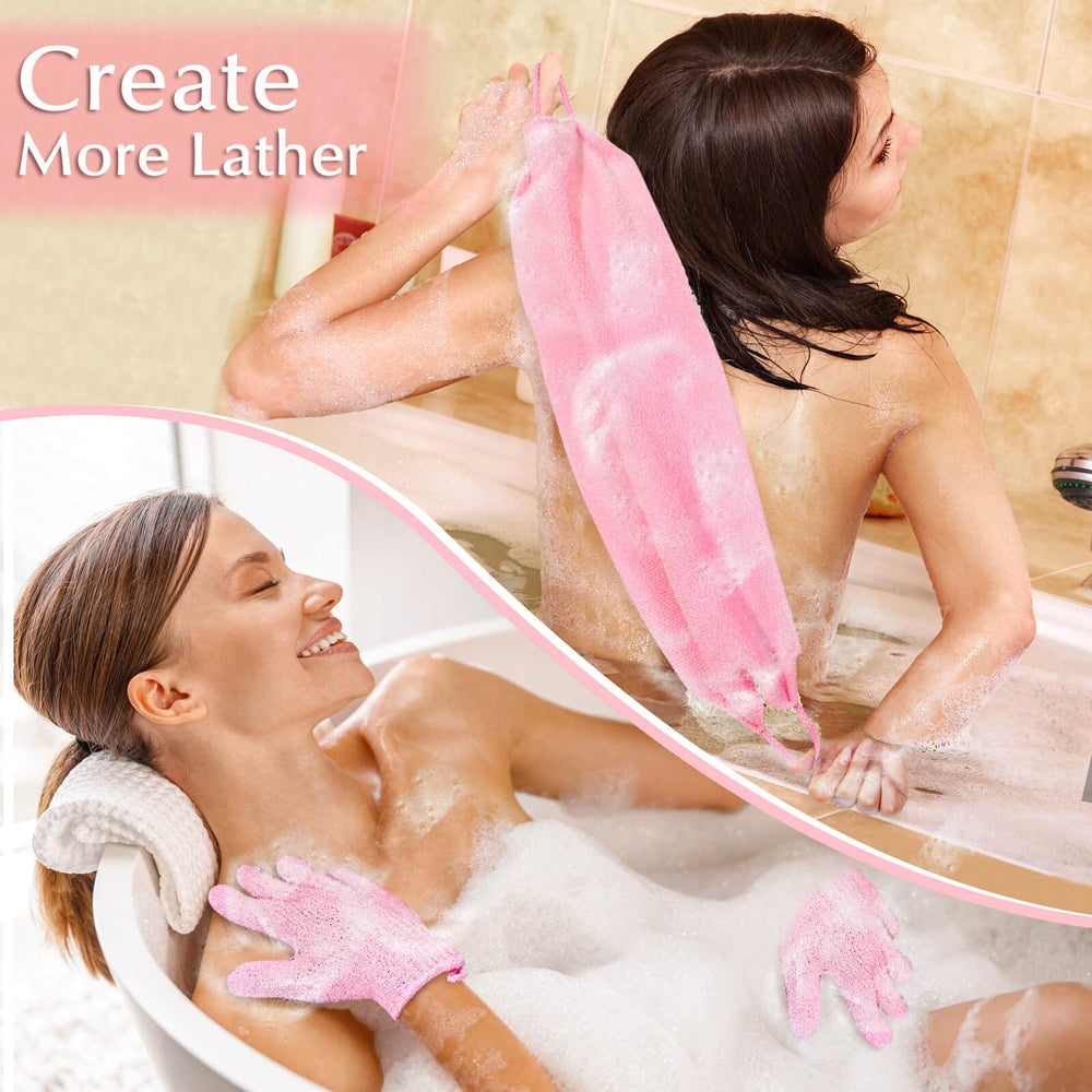 anezus exfoliante de espalda en rosa facilita una limpieza profunda sin esfuerzo.
