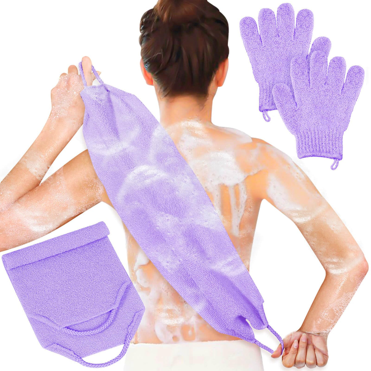 Guante exfoliante Anezus para espalda mejora la limpieza y suaviza la piel.