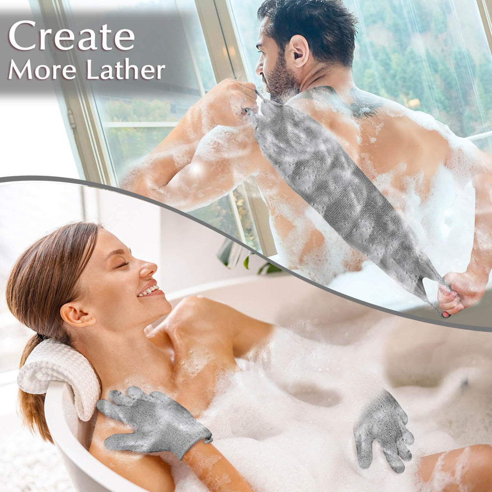 Anezus guantes exfoliantes para ducha gris, uso diario y exfoliación suave