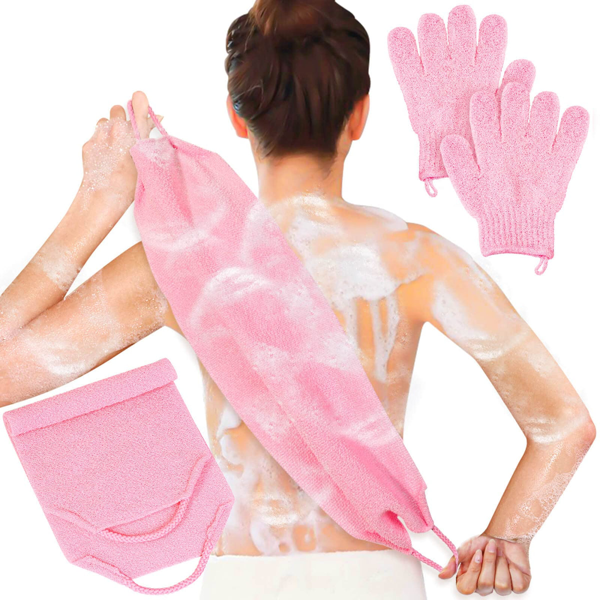 anezus guantes exfoliantes para ducha en rosa ofrecen exfoliación suave y conveniente.