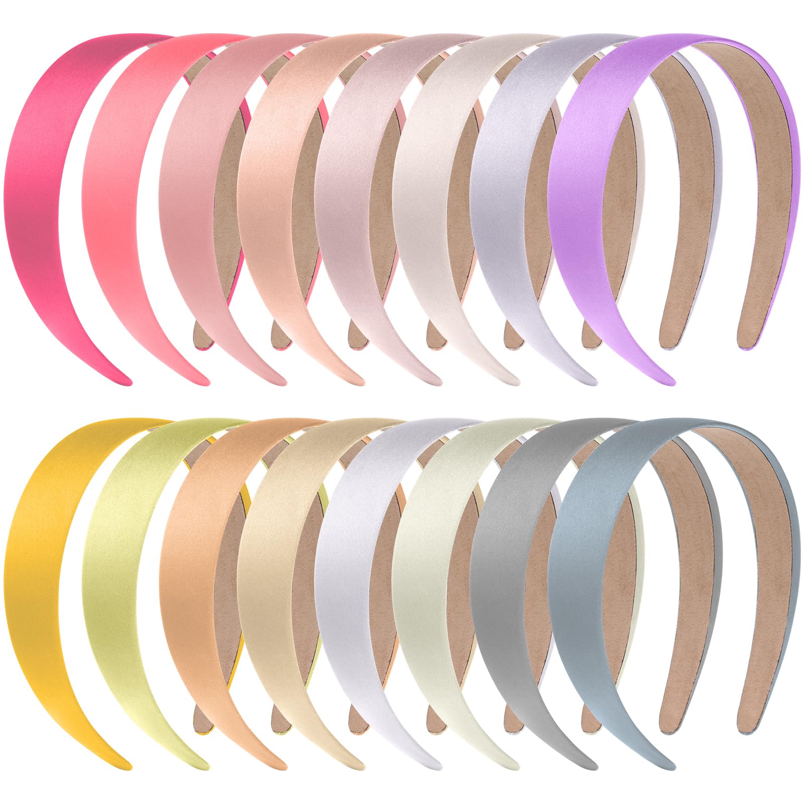 anezus pastel satin headband pack shows 16 soft anti-slip bands for daily wear