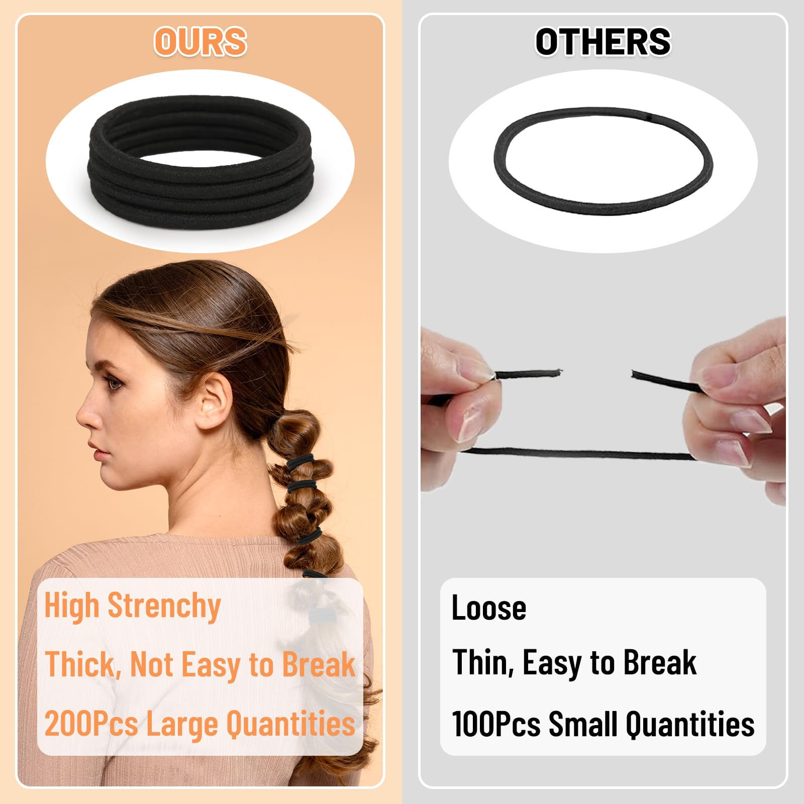 Anezus discreet black hair bands ideal for kids and adults