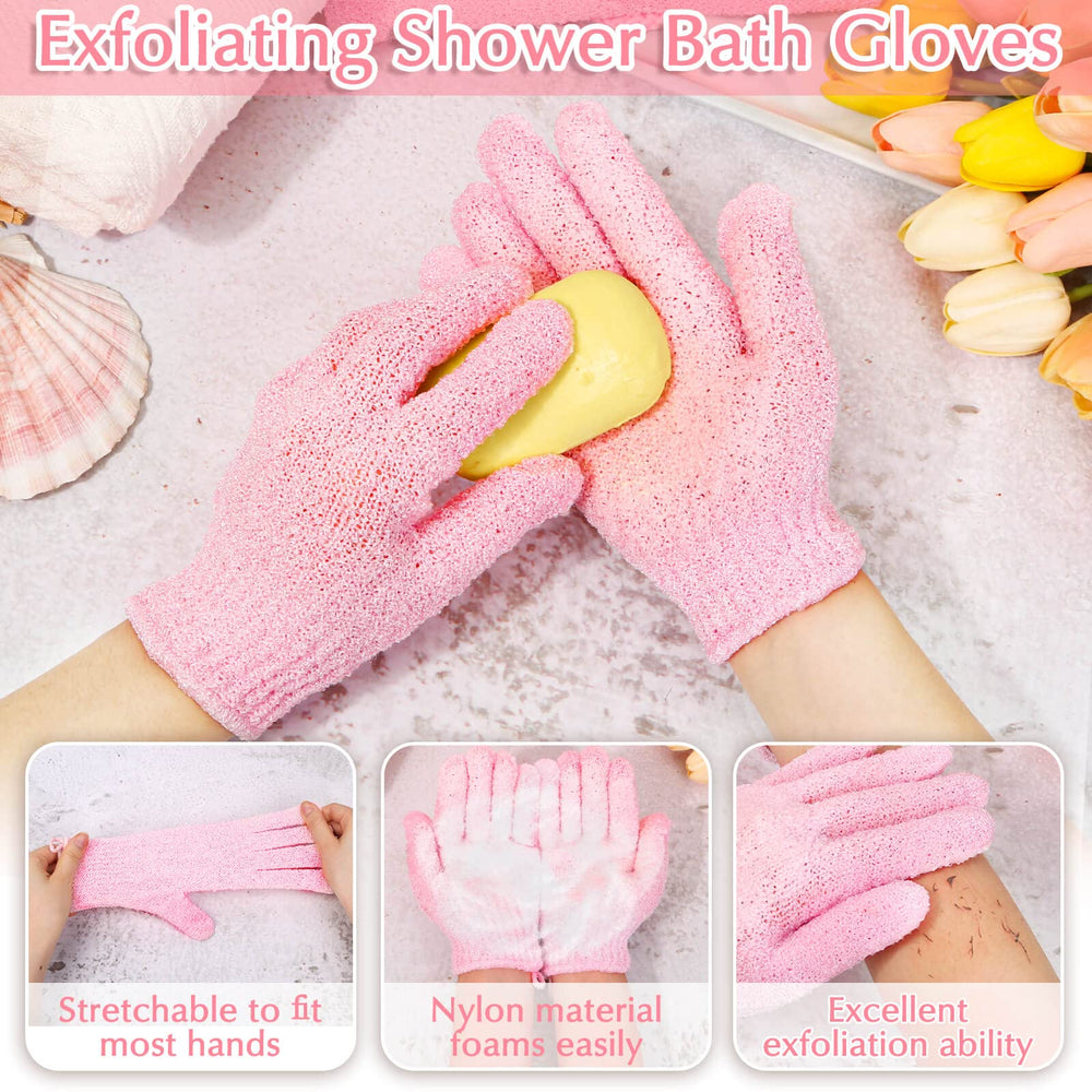 anezus set exfoliante para ducha en rosa, ideal para uso diario.