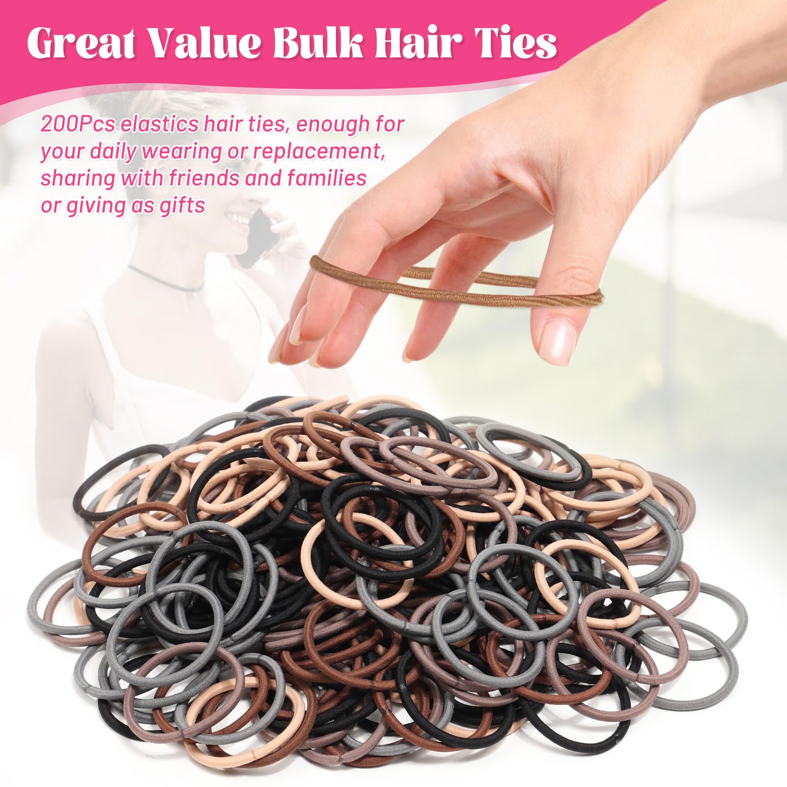 Anezus soft stretchy elastic hair ties prevent snagging and hair damage.