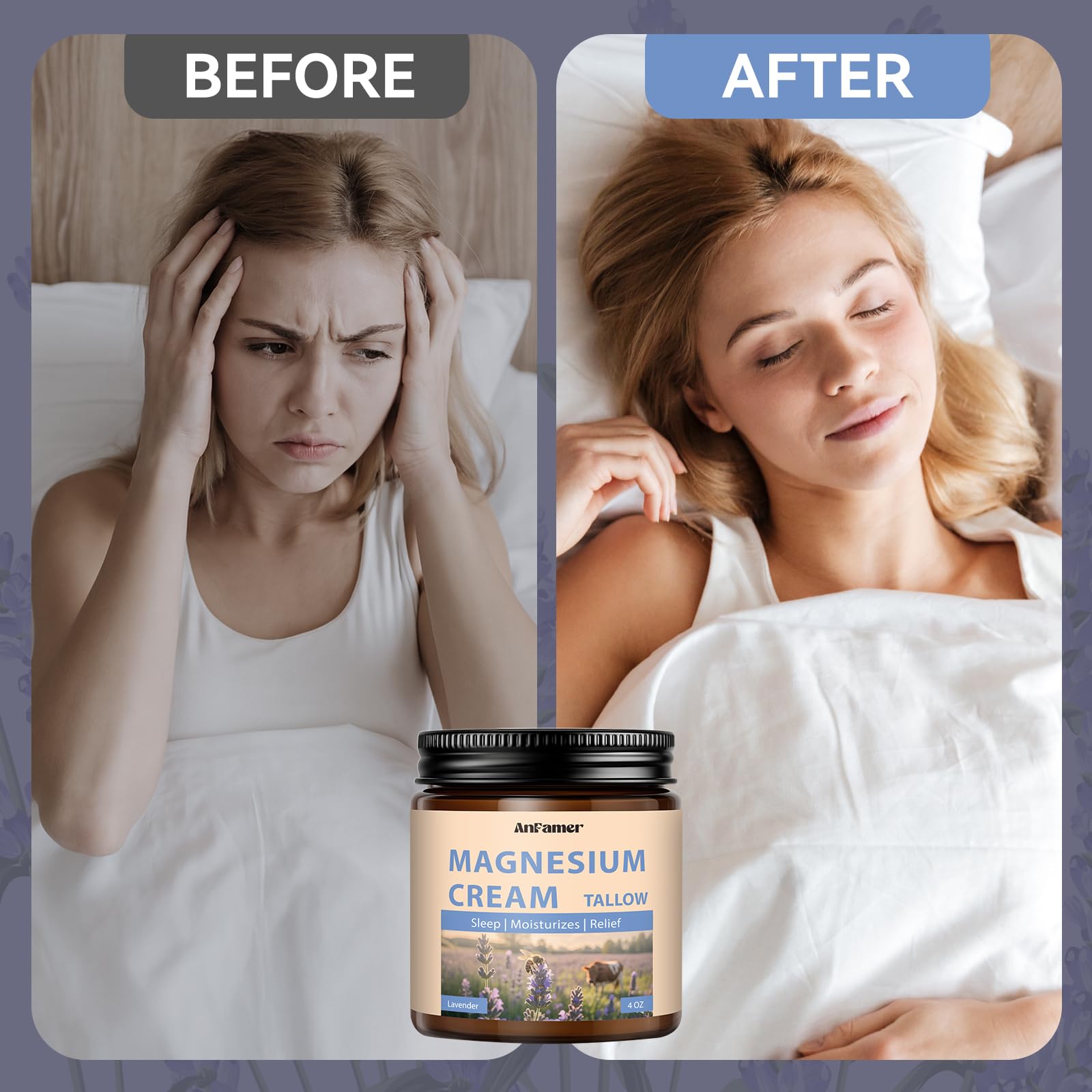 AnFamer crema de magnesio de noche, relajación y cuidado de la piel.