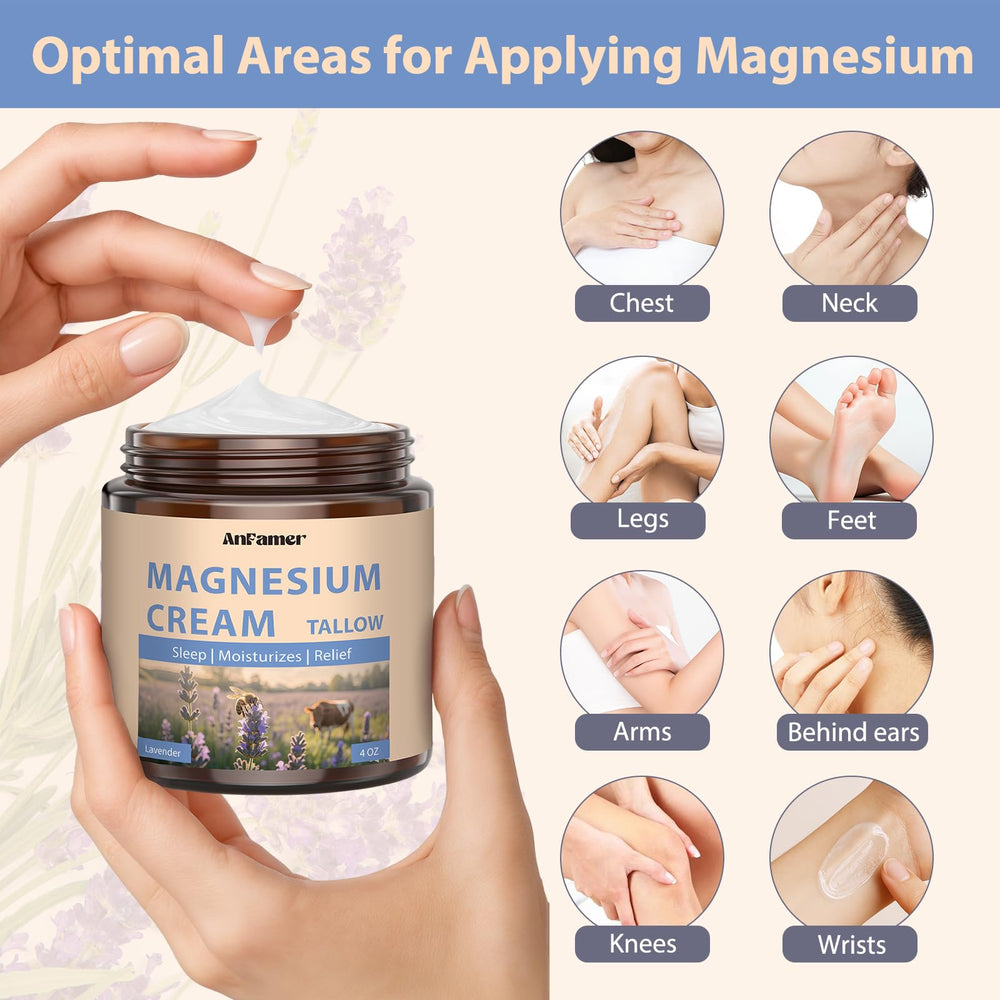 AnFamer crema de magnesio para piernas cansadas y contornos musculares.