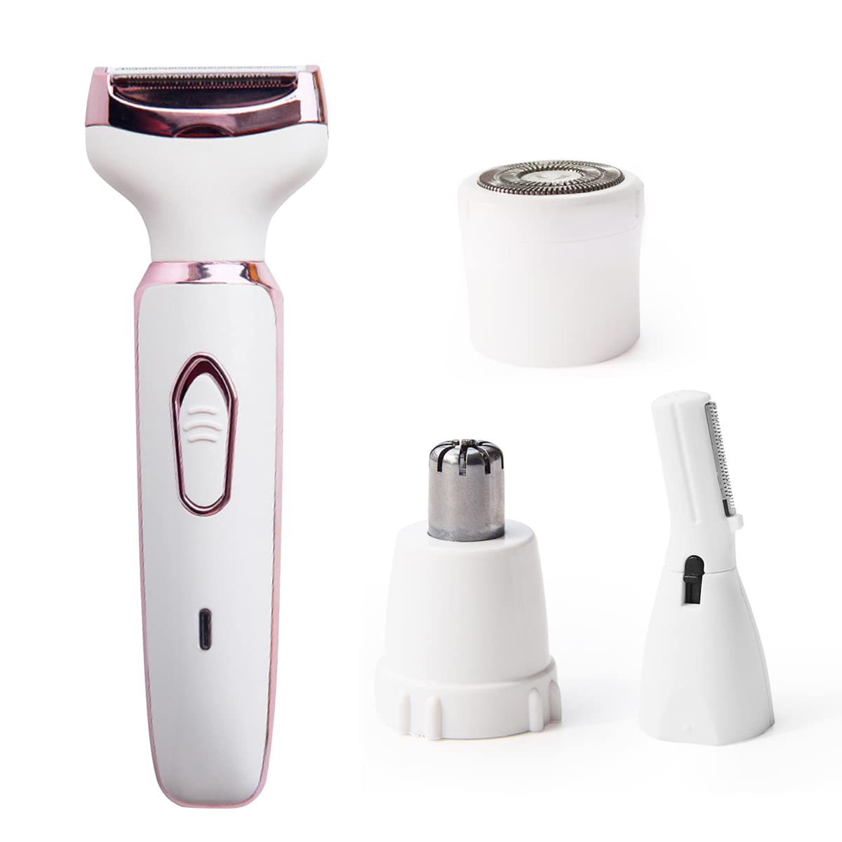 ANFOOS four-in-one heads close-up for customized facial, body, and bikini shaving