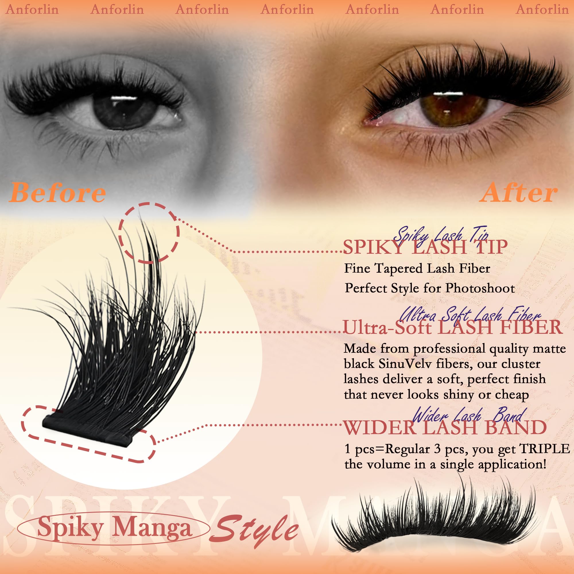 Anforlin feathered softness lashes with 0.05mm bands feel incredibly light.