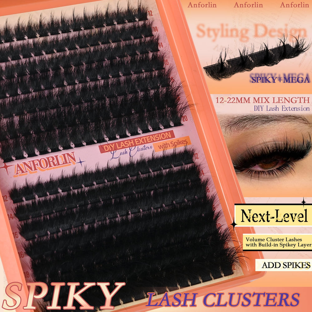 Anforlin manga spiky lash clusters for bold, textured lashes in 224 pieces.