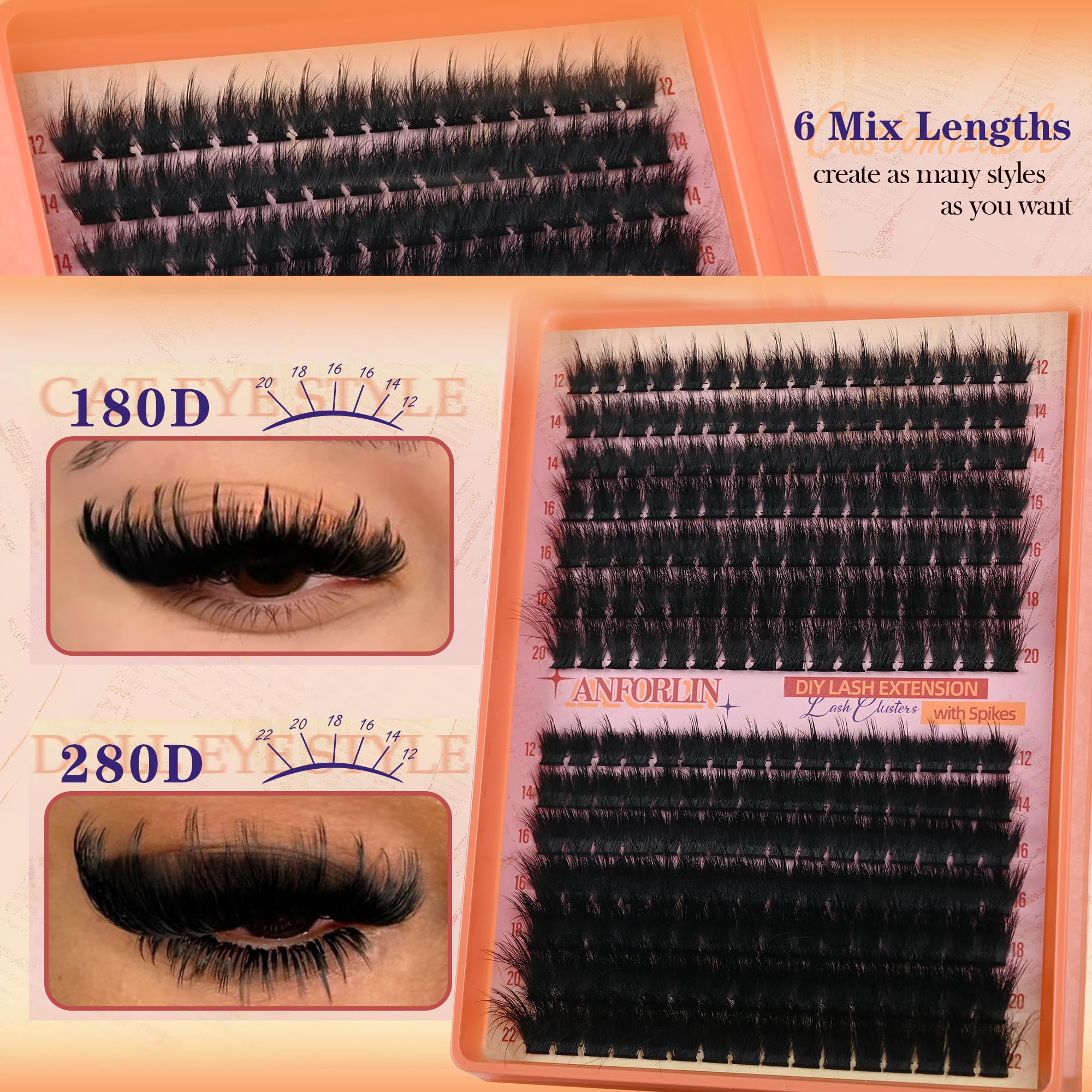 Anforlin versatile lash clusters adapt from day to night looks.