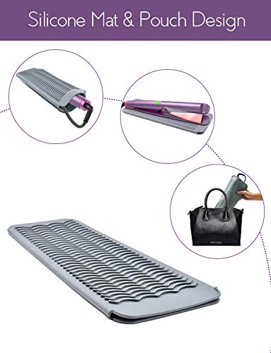 Styling tools resting on ANGENIL mat protecting the counter