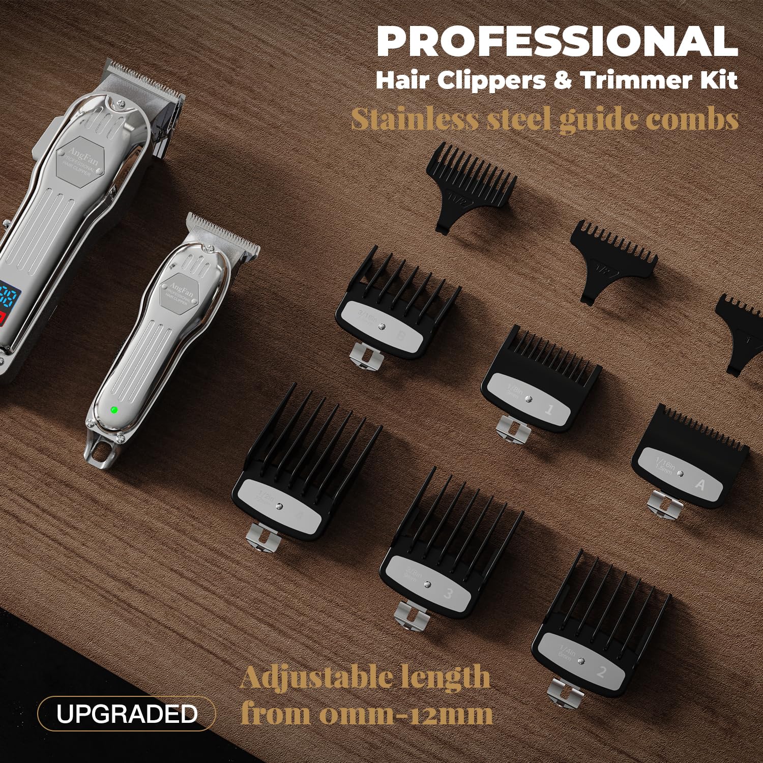 AngFan all-in-one trimming kit with clippers, trimmer, and accessories