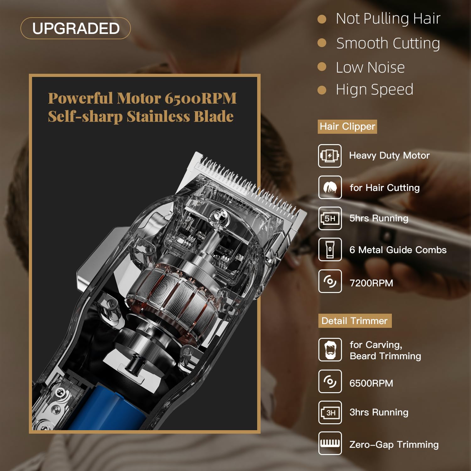AngFan LCD display on barber clippers for battery status during grooming
