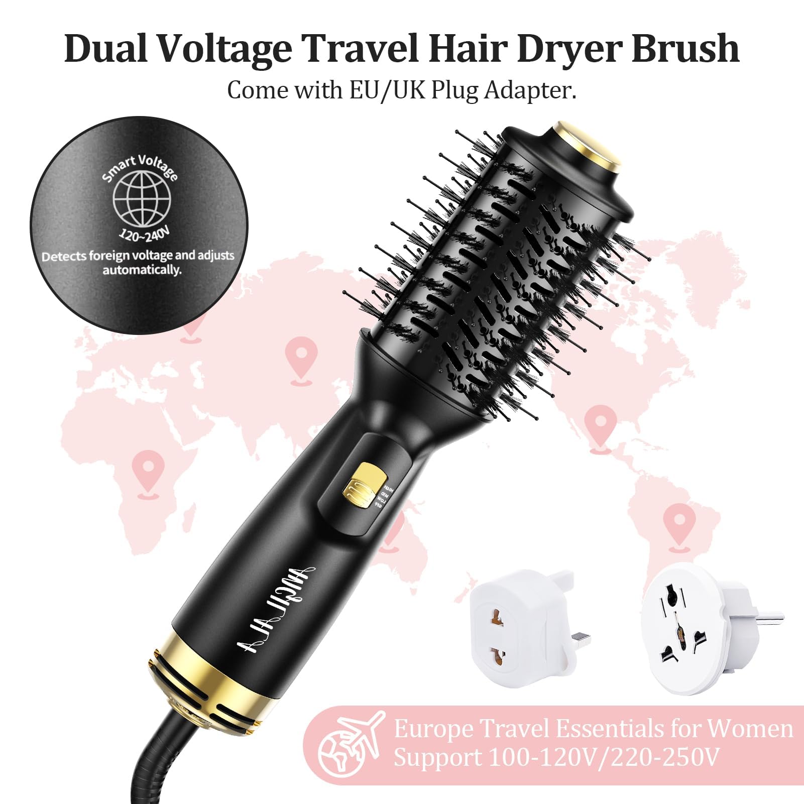 ANGILALA oval barrel with 360 airflow and titanium plates for smooth styling.