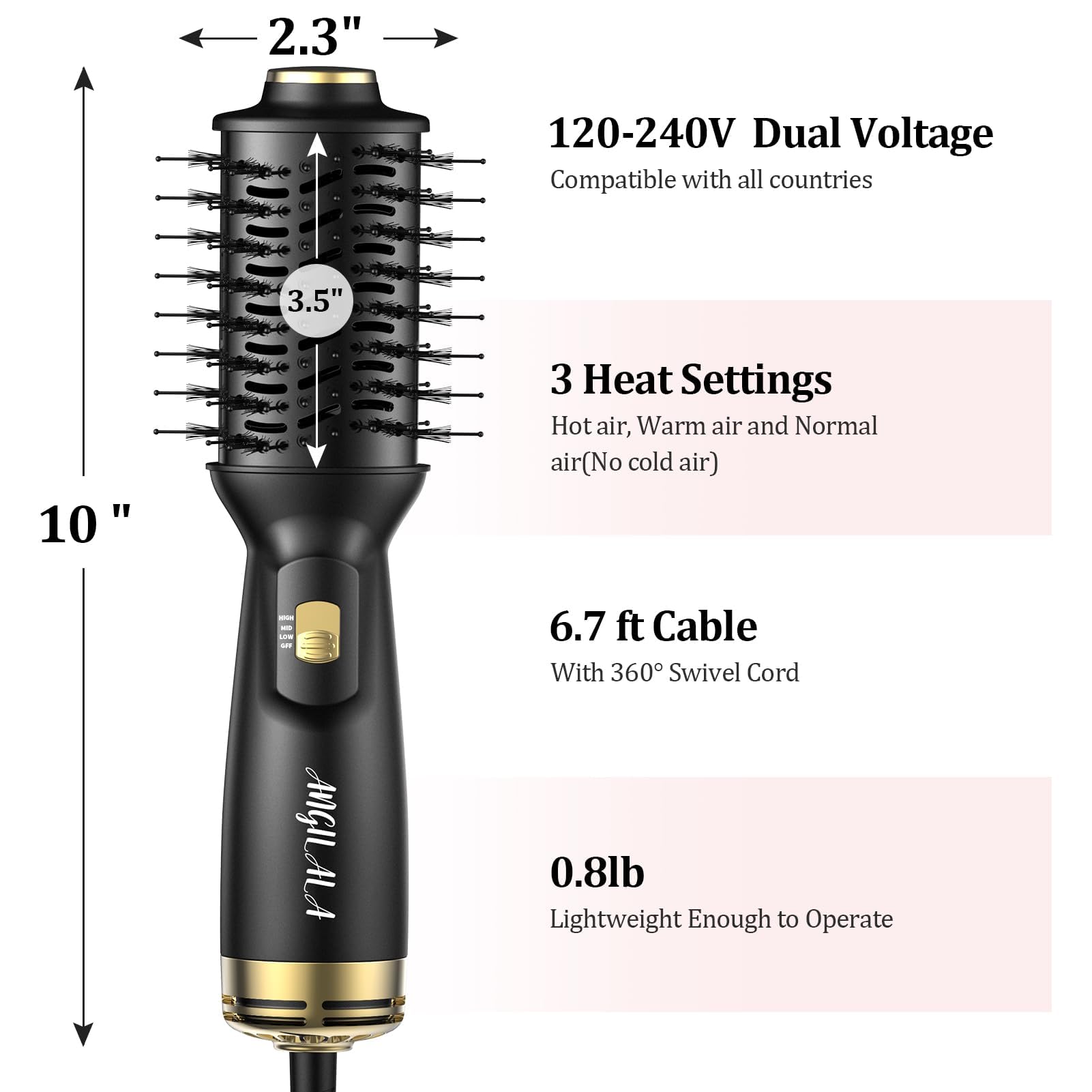 ANGILALA 100% pure boar bristles nourish hair while brushing.