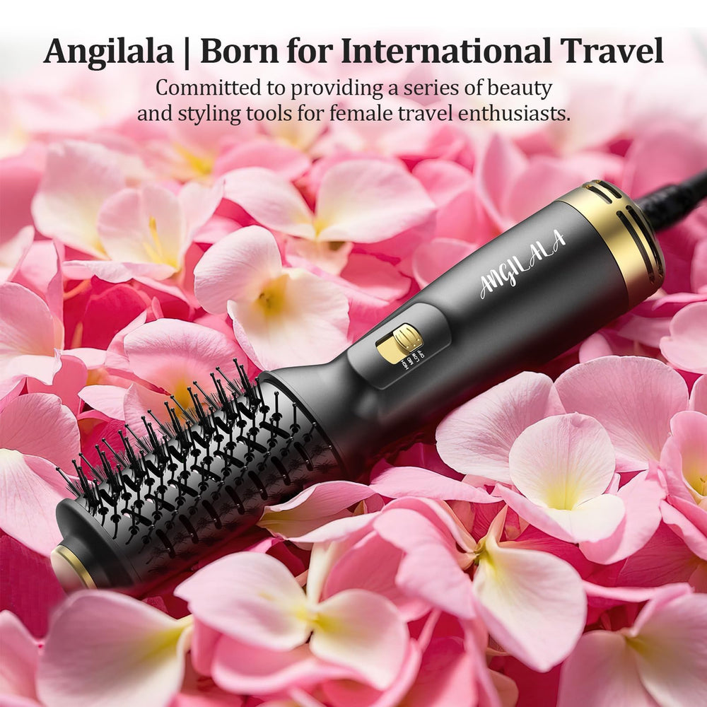 ANGILALA travel-friendly set shows adapters for Europe and UK in the package.
