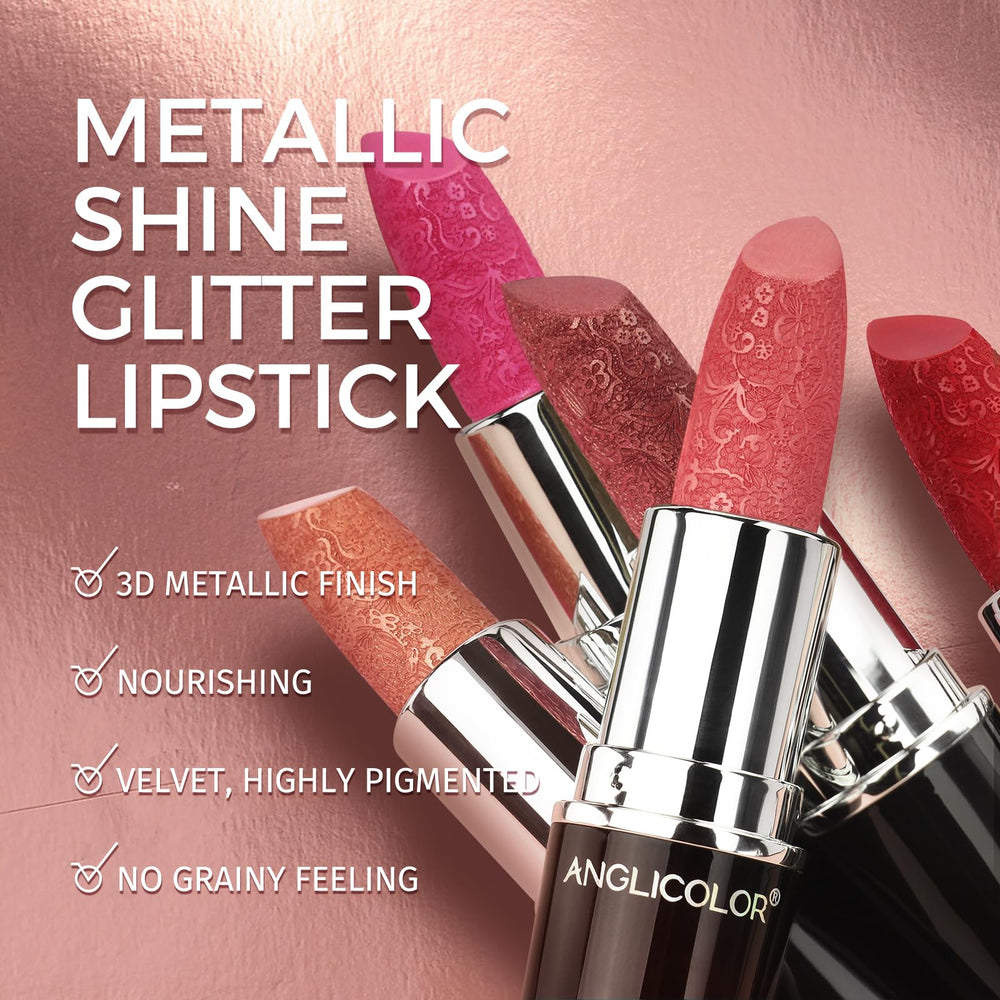 Anglicolor lipstick enriched with Vitamin E and castor oil for lasting moisture on lips.