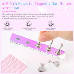 ANGNYA magnetic nail stand base keeps tips upright on metal surfaces.