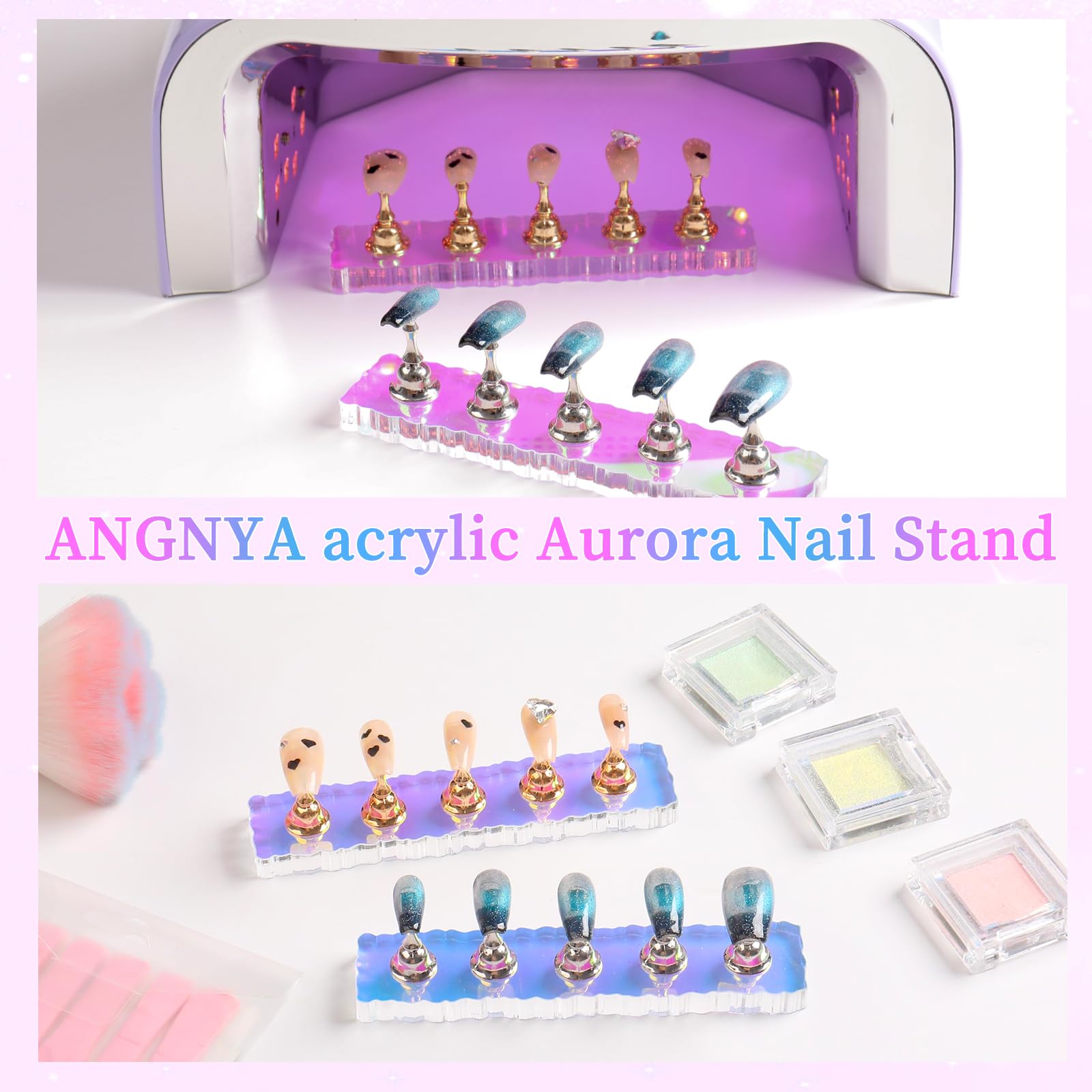 ANGNYA silver practice nail holders ideal for precise art sessions.