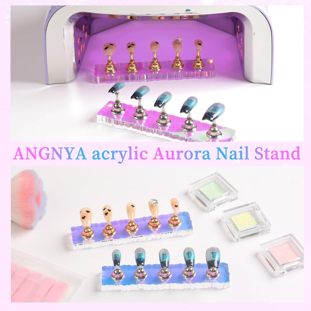 ANGNYA silver practice nail holders ideal for precise art sessions.
