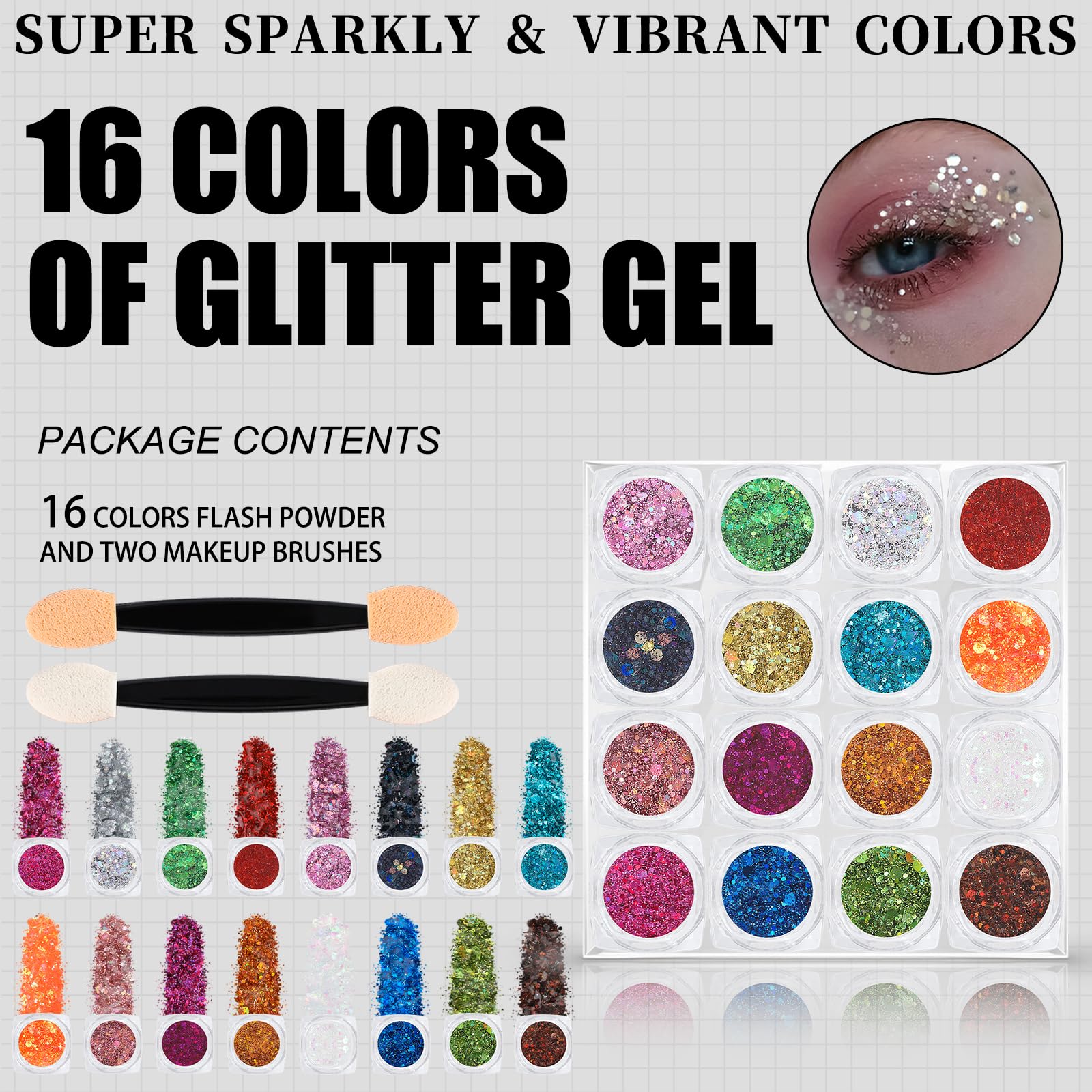ANGXILIN doble aplicador facilita la aplicación precisa del glitter gel.