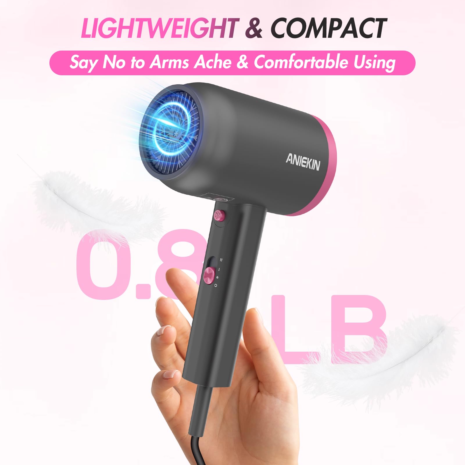 ANIEKIN hair dryer back dust cover protects hair during drying.