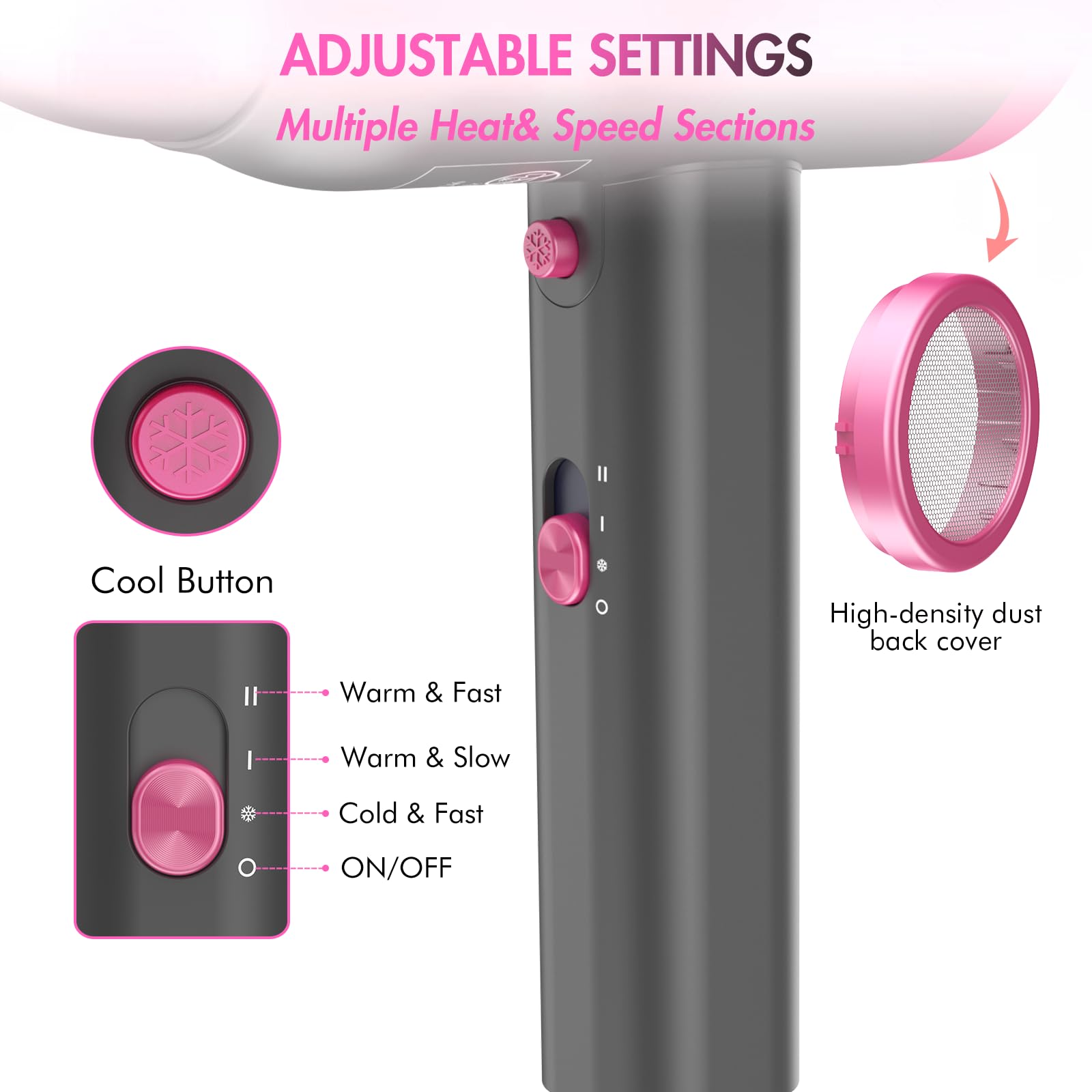 ANIEKIN hair dryer cold air button for safe, cool finishing.