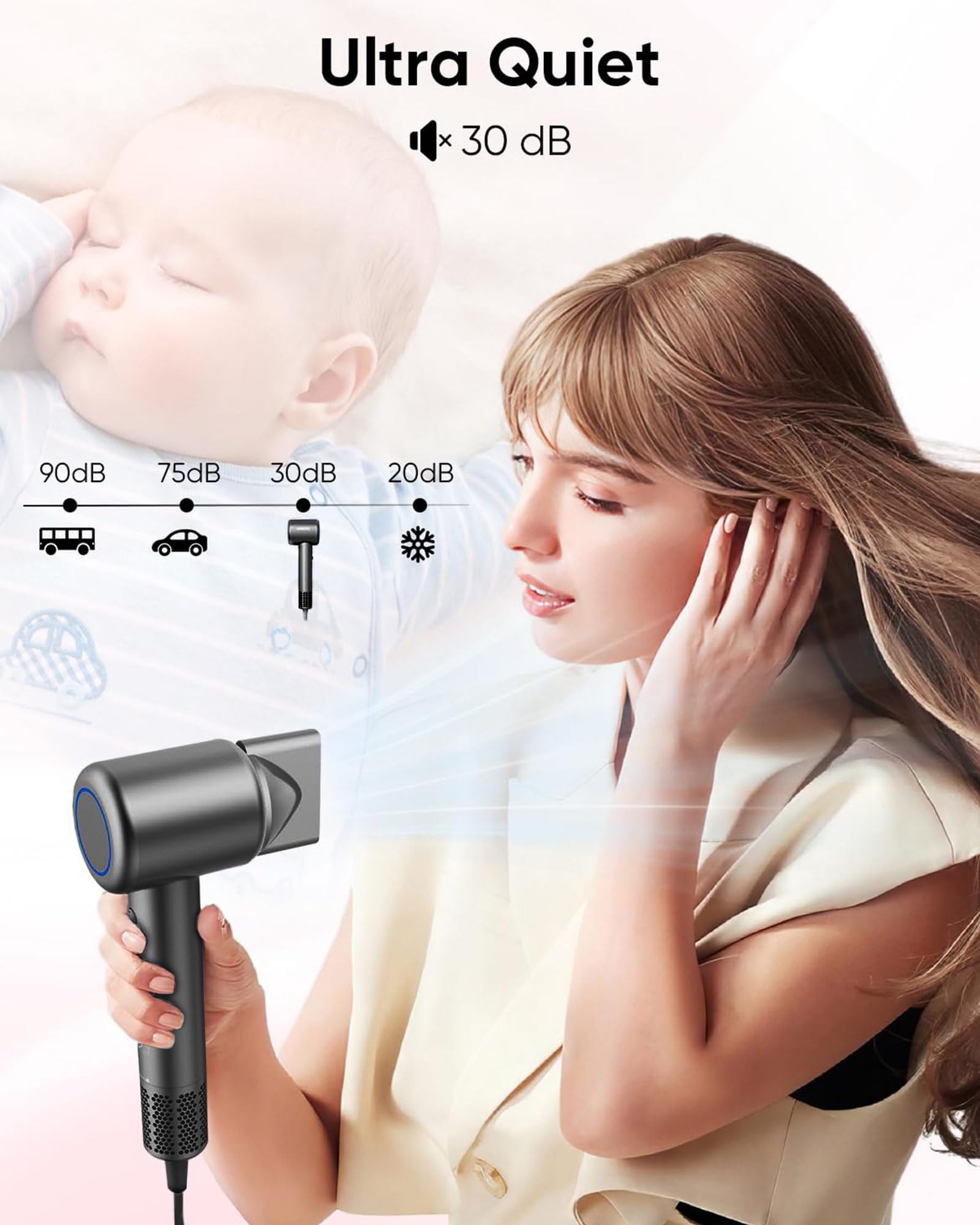 ANIEKIN hair dryer thermo-control panel with precise heat settings