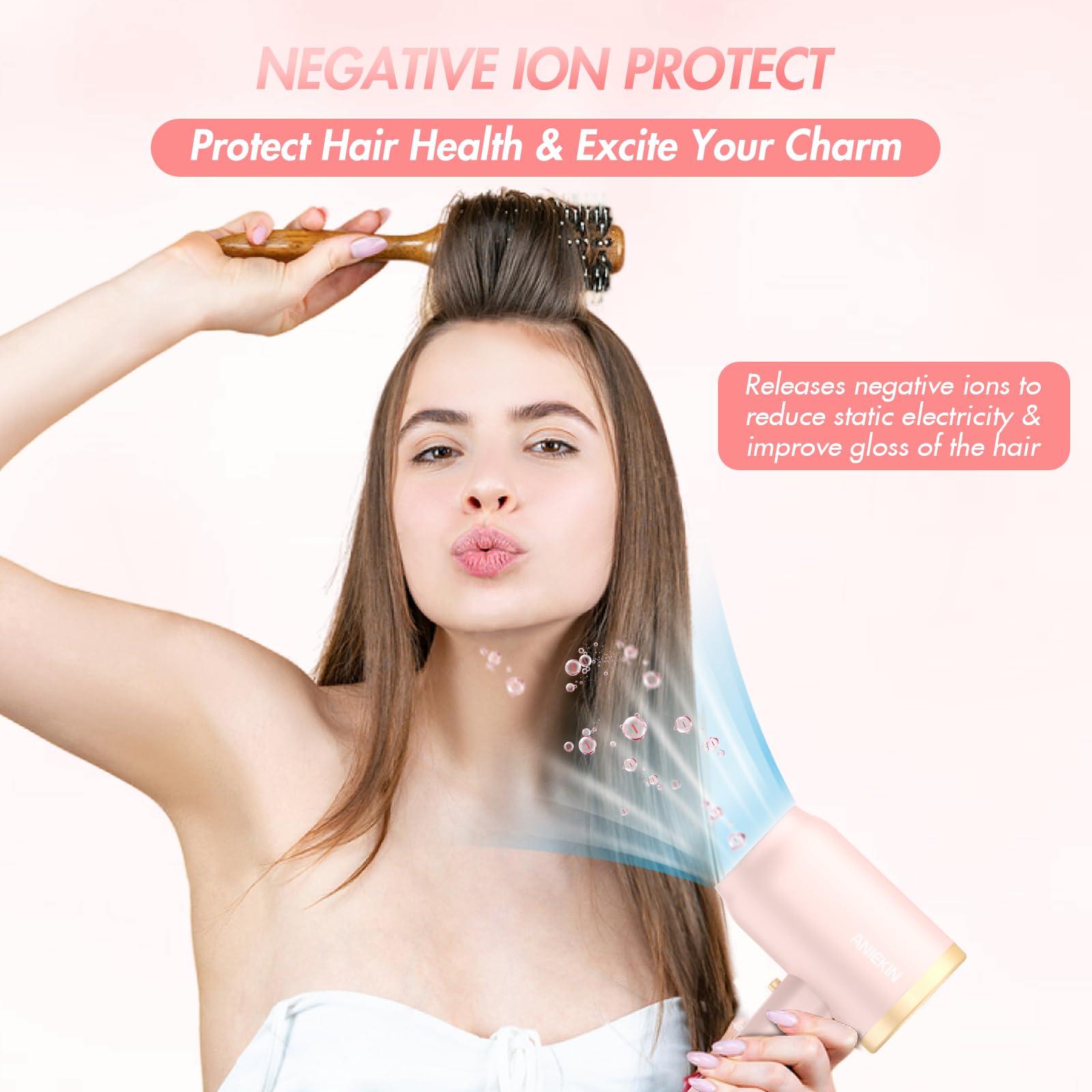 ANIEKIN hair dryer with diffuser for gentle, even styling